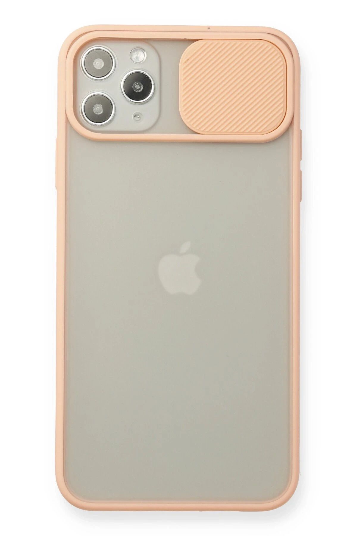 NewFace iPhone 11 Pro Max Kılıf Palm Buzlu Kamera Sürgülü Silikon - Pembe NRMSA