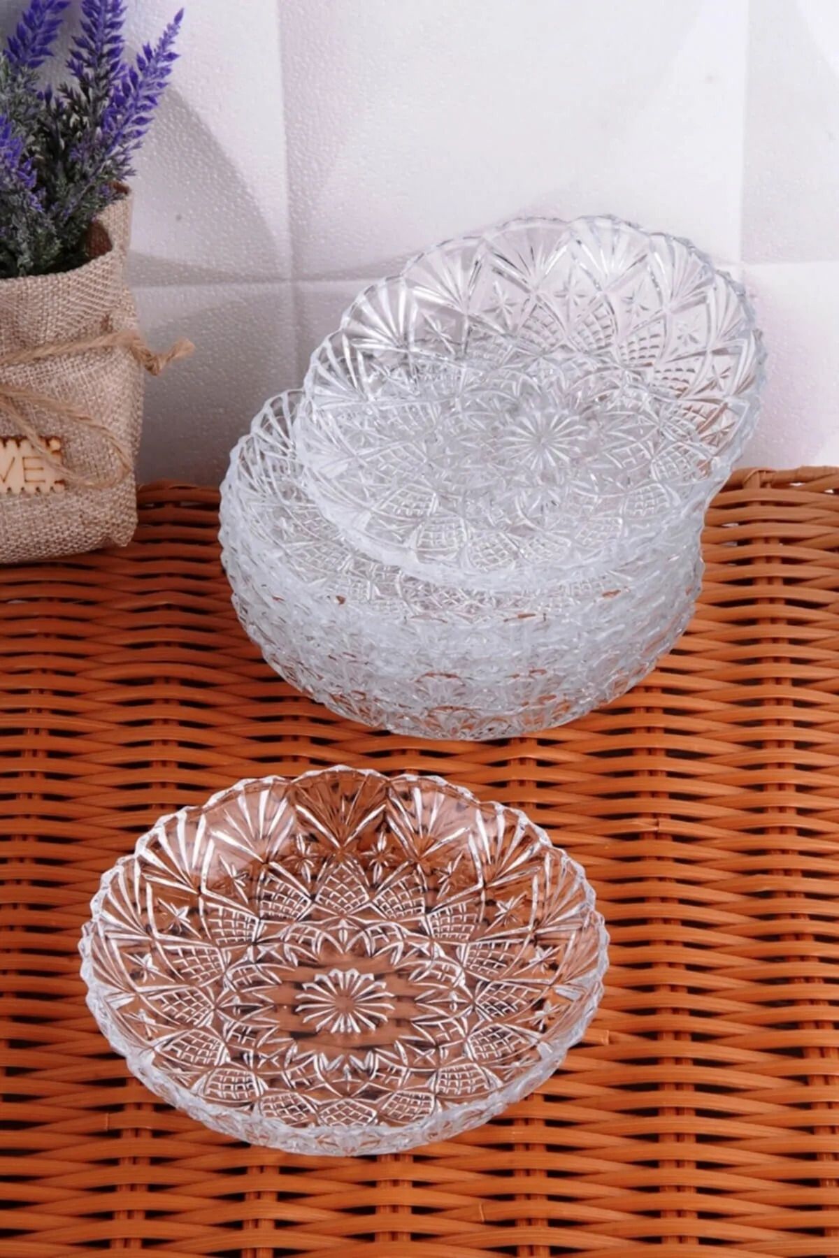 PAKETLENDİ Cam Çerezlik & Tatlı Tabağı (6 Adet)