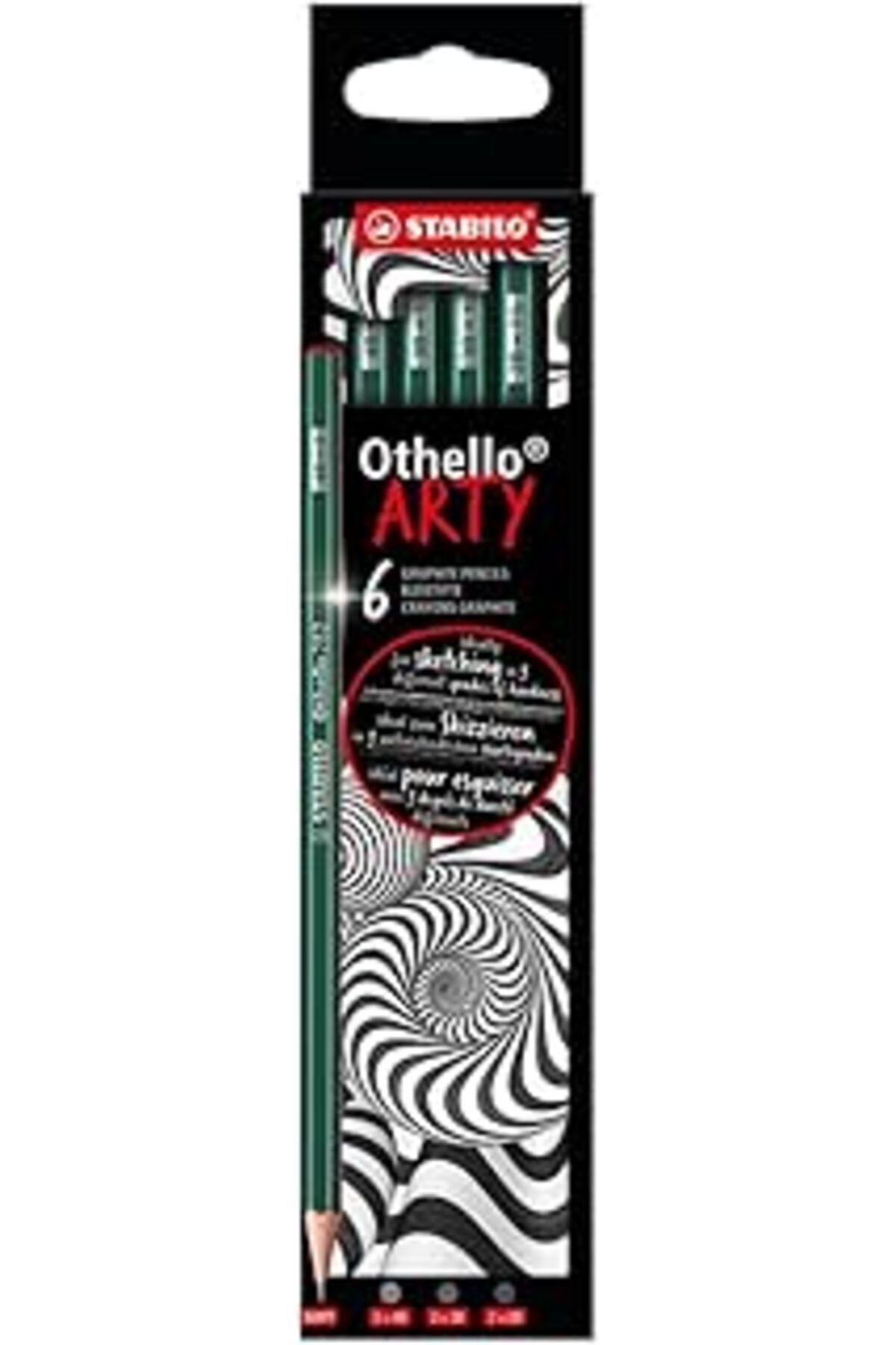NZM TİCARET Othello Arty - Kurşun Kalem - Sertlik Derecesi Yumuşak, Her Biri 2 X 4B, 3B,2B - 6'Lı Paket