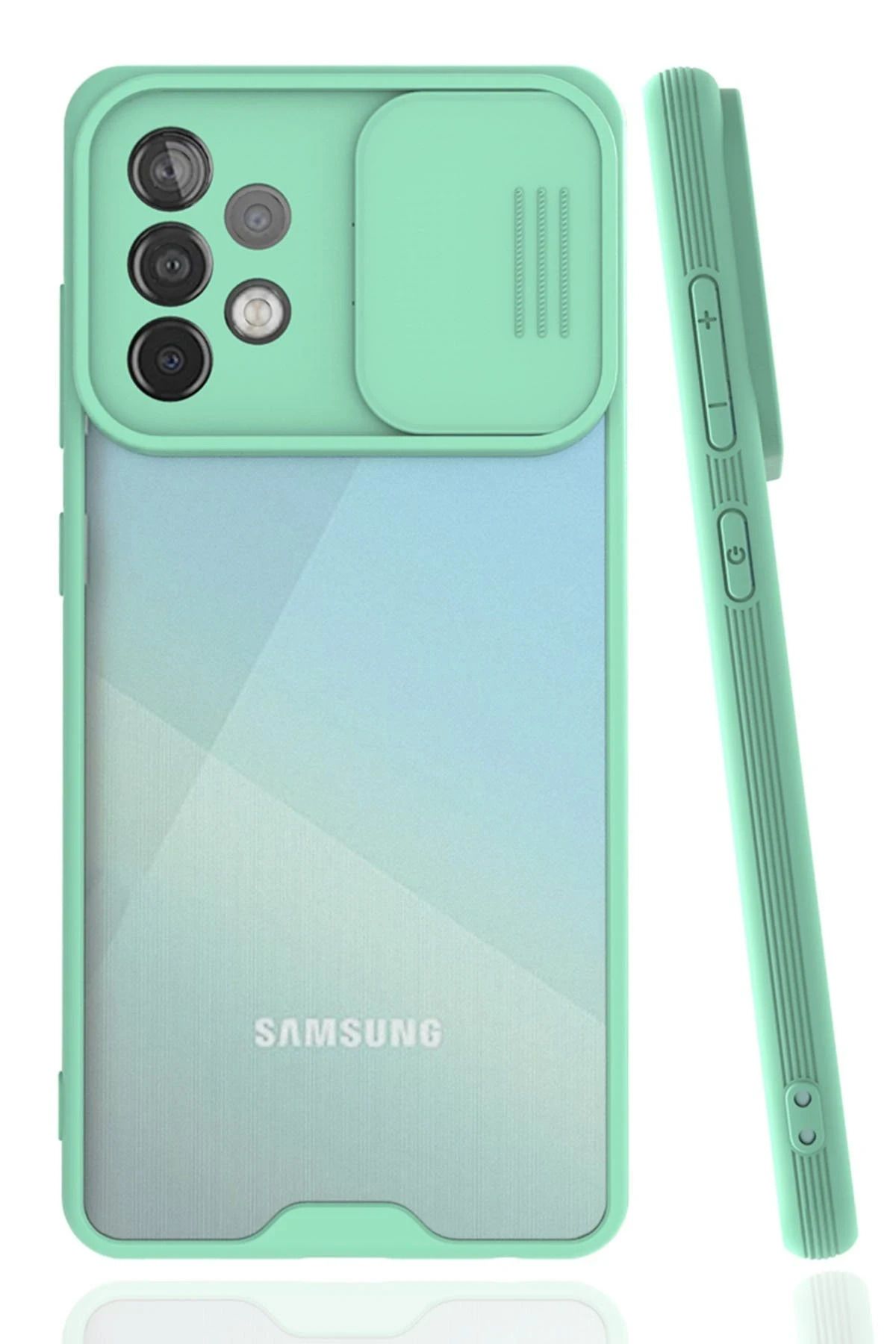 NewFace Samsung Galaxy A72 Kılıf Platin Kamera Koruma Silikon - Açık Yeşil JOJUA