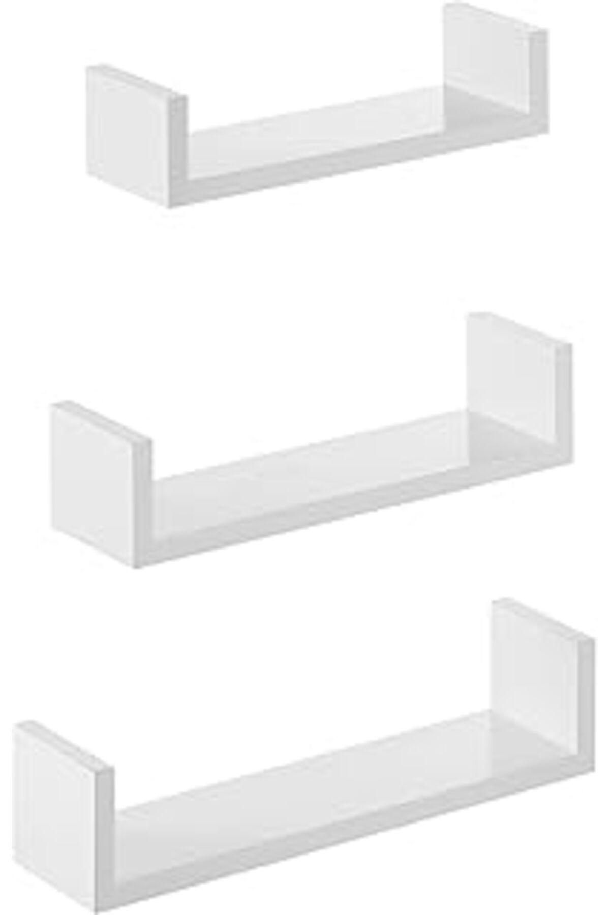 Mu Art Ahşap Songmics Duvar Rafları, 3'Lü Set, U Şeklinde Yüzer Raflar, Çok Parlak Yüzey, Yaratıcı Fikirler, Mdf