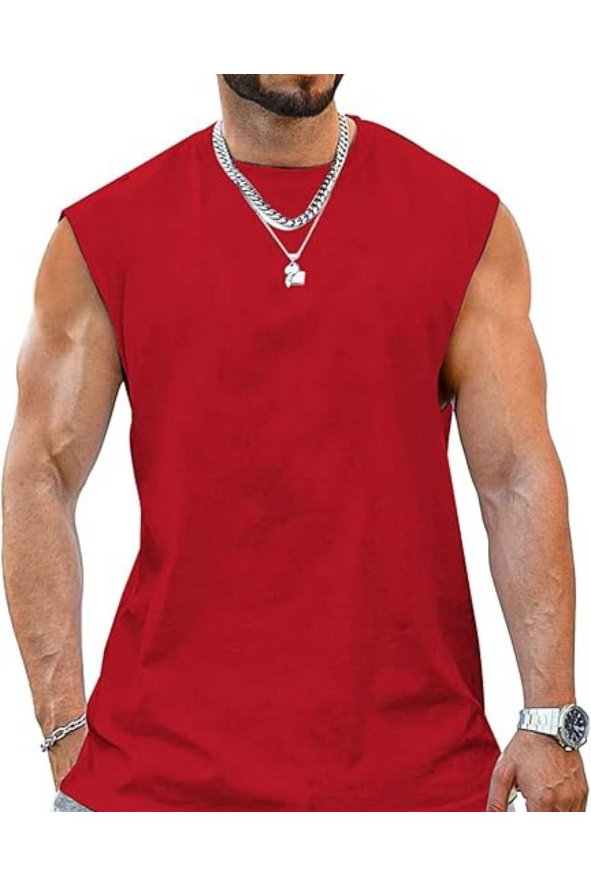 RUTBİL SPORTS SIFIR KOL BİSİKLET YAKA TANK TOP ATLET-FİTNESS ATLET- SPOR T-ŞORT-SPOR ATLET-GYM ATLET BOL KESİM