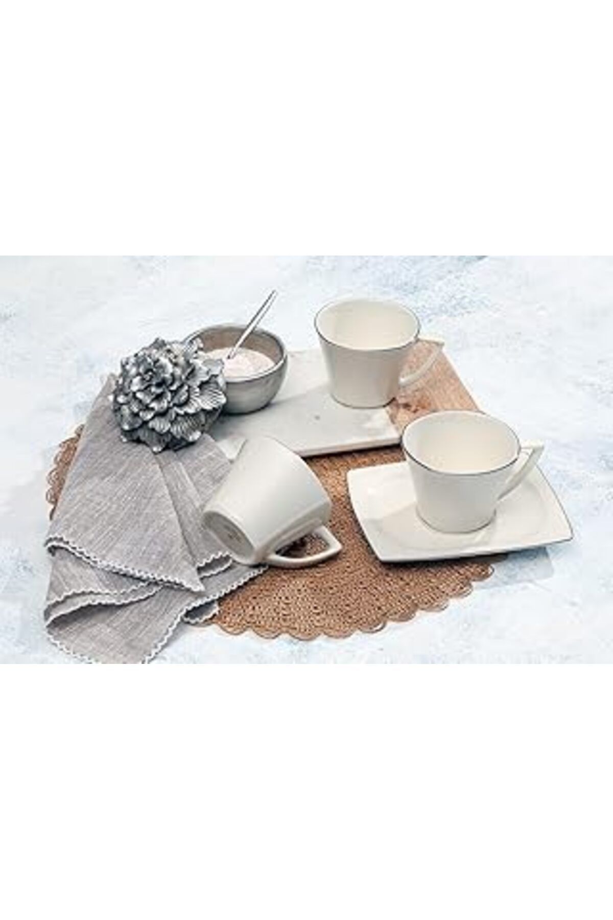 karadağsb Porland Riva Platin 6 Kişilik Çay Fincan Takımı 180Cc
