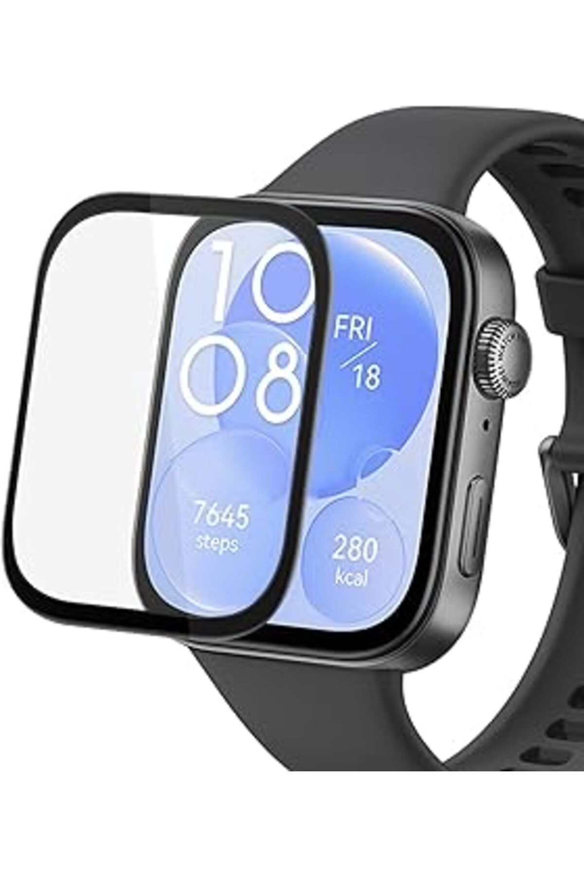 NZM TİCARET Microsonic Huawei Watch Fit 3 Tam Kaplayan Nano Cam Ekran Koruyucu Siyah