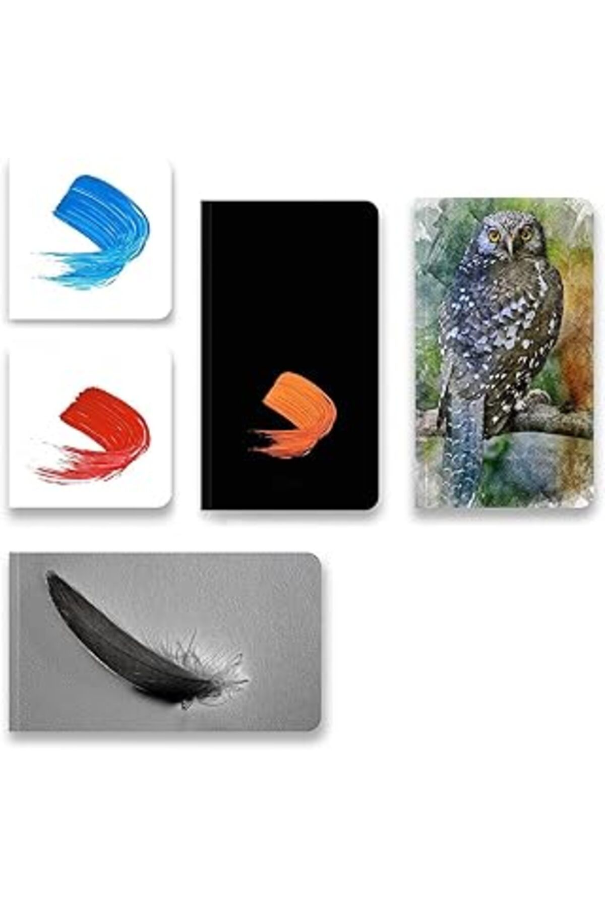 NZM TİCARET Art Note 5’Li Özel Set, Çizgisiz Not Defteri, Karton Kapak, (2 Adet 11X11 Cm Kare + 2 Adet 12X21 Cm
