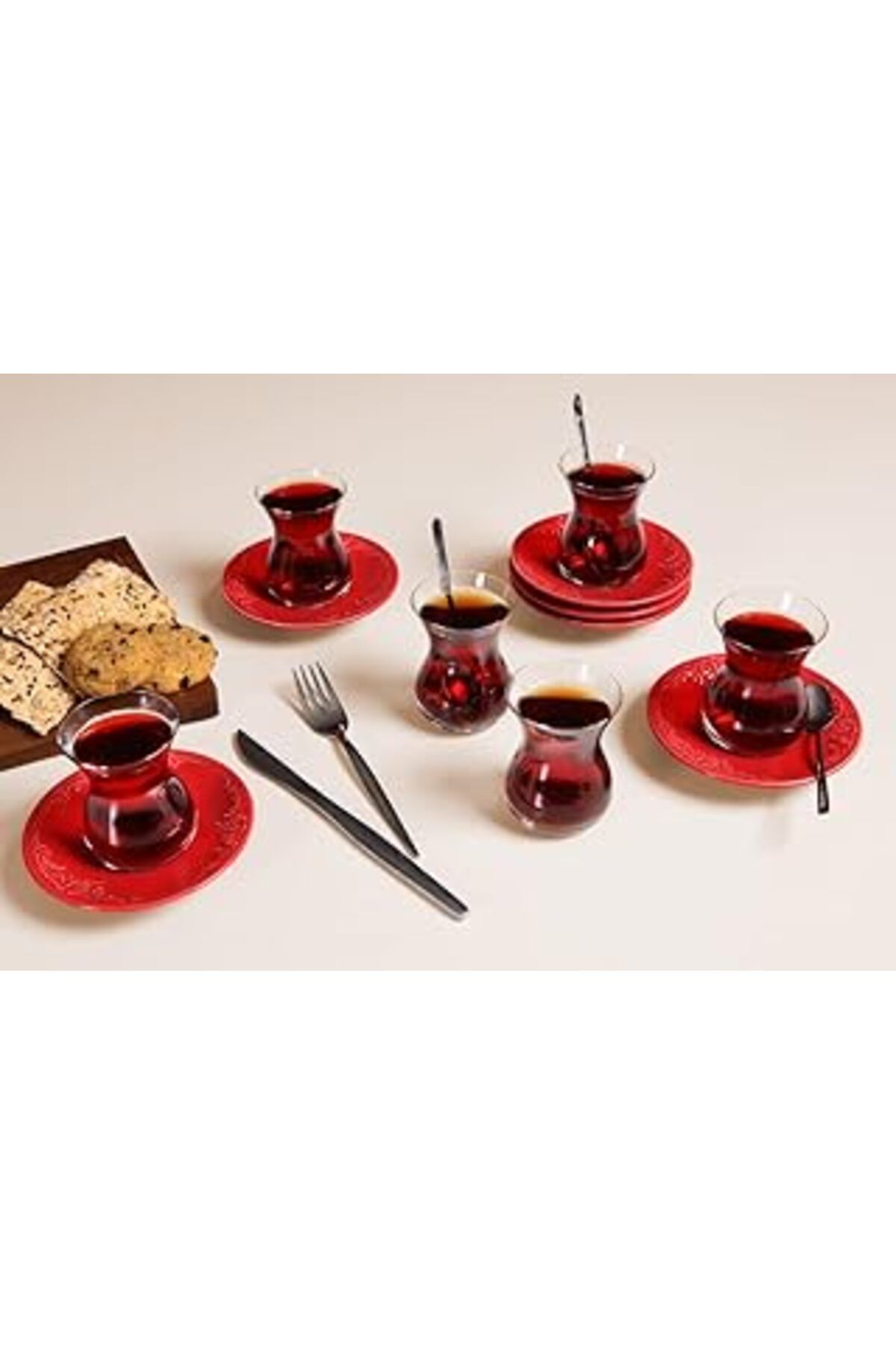 Mu Art Porland Suzanne Seasons Kırmızı 6 Kişilik Çay Takımı