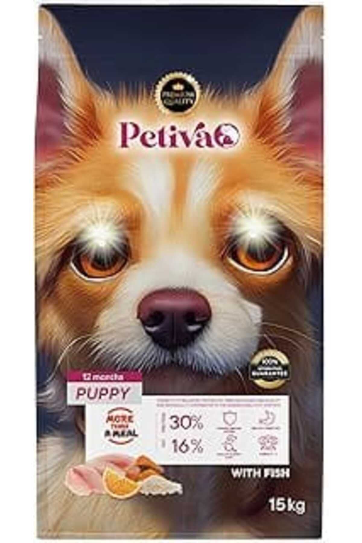 karadağsb Petiva Yavru Köpekler İçin Balık Etli Kuru Köpek Maması (15 Kg, Balık)