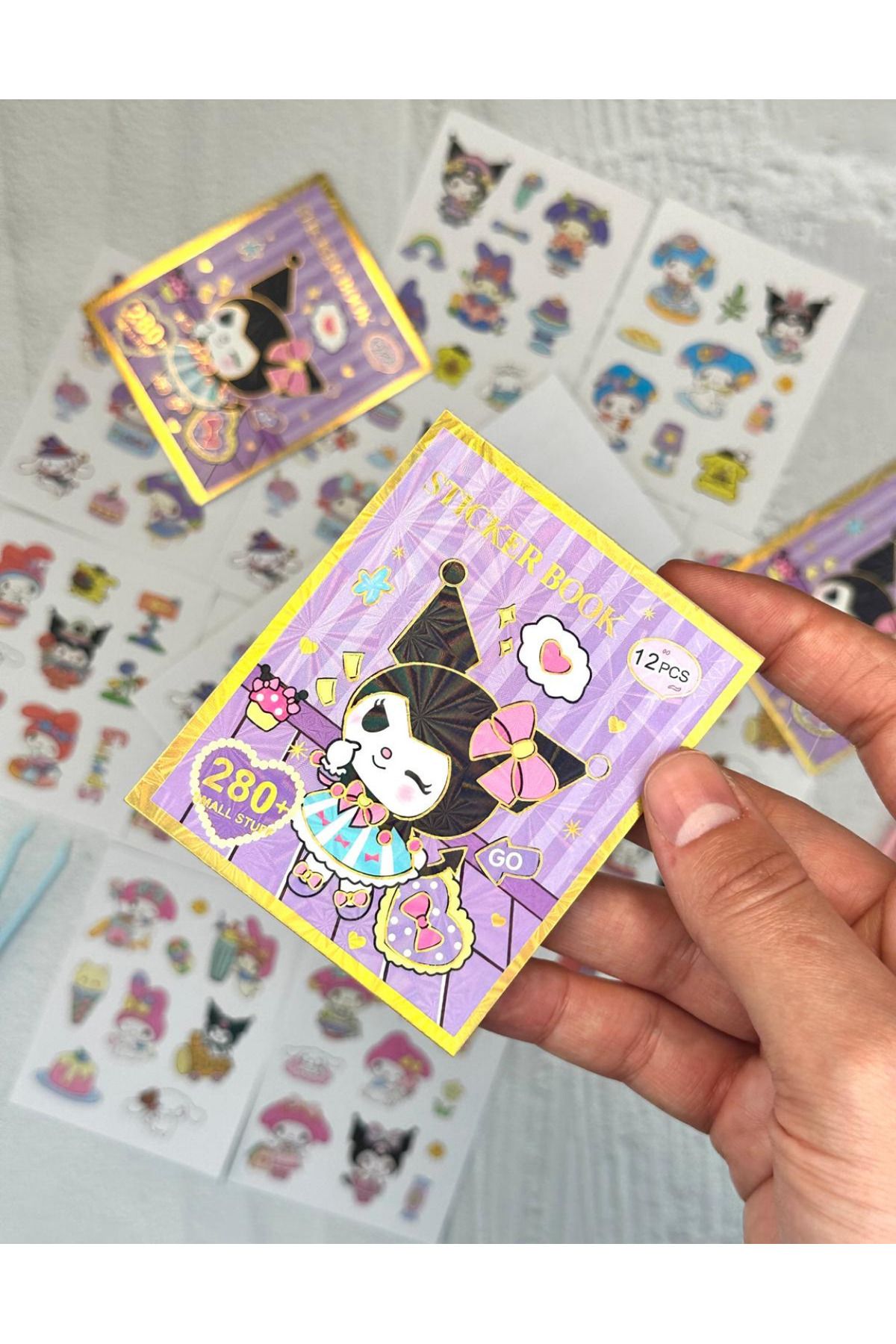 ZeCo Collection Sevimli Sanrio Karakterli Kuromi Desenli 12 Yaprak Mini Defter Sticker