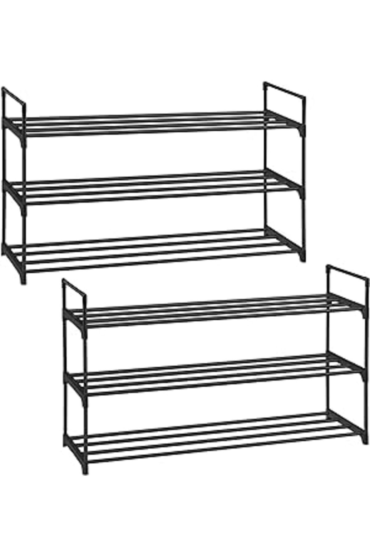 karadağsb Songmics 3 Katlı Ayakkabı Rafı, Ayakkabı Saklama Düzenleyici, 2'Li Set, Metal Saklama Rafı, 30 X 92