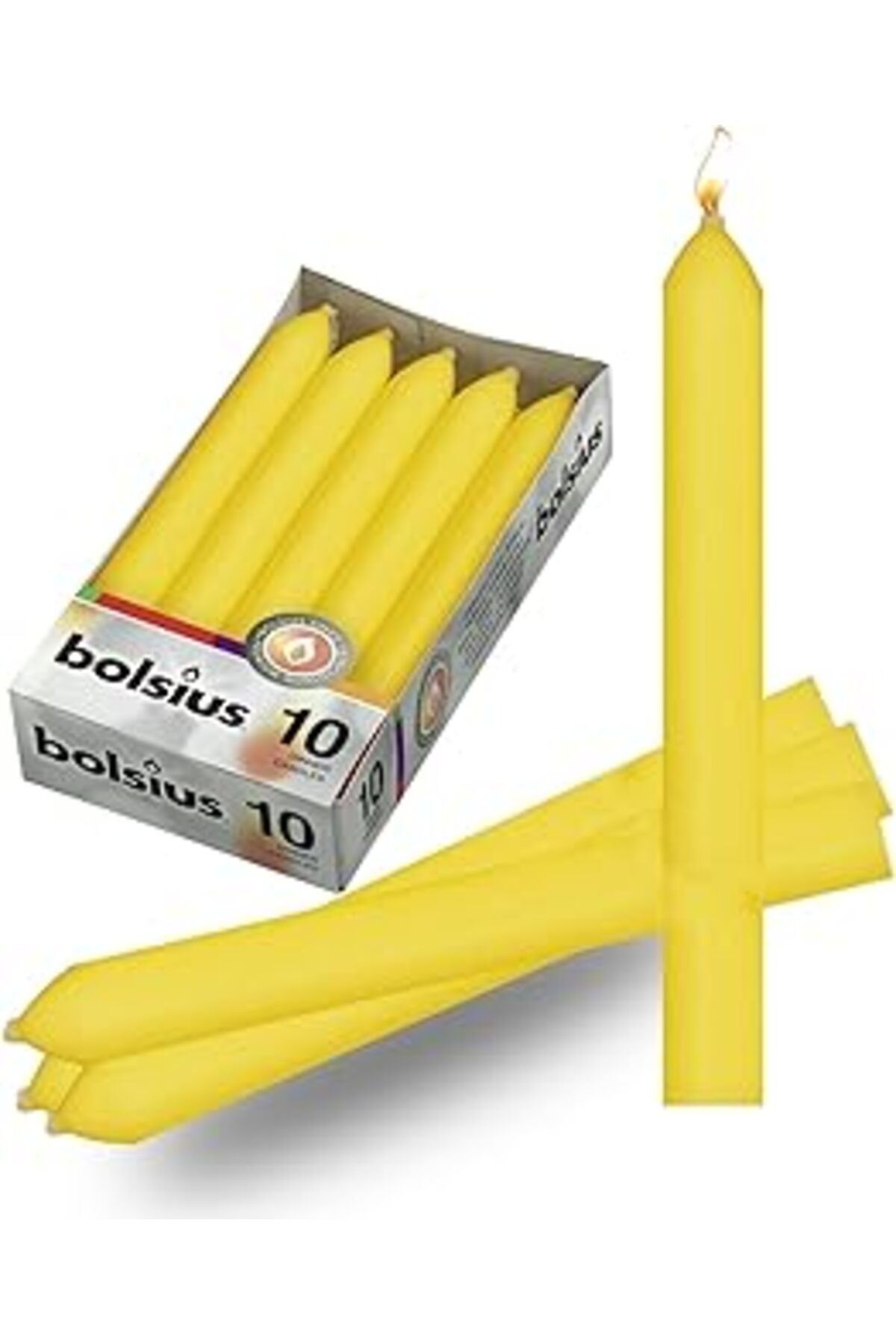 NETWORK ART Bolsius Sarı Renginde 5 Saat Yanma Süresi, 17 Cm Uzunluğunda Torpido Şamdan Mumu