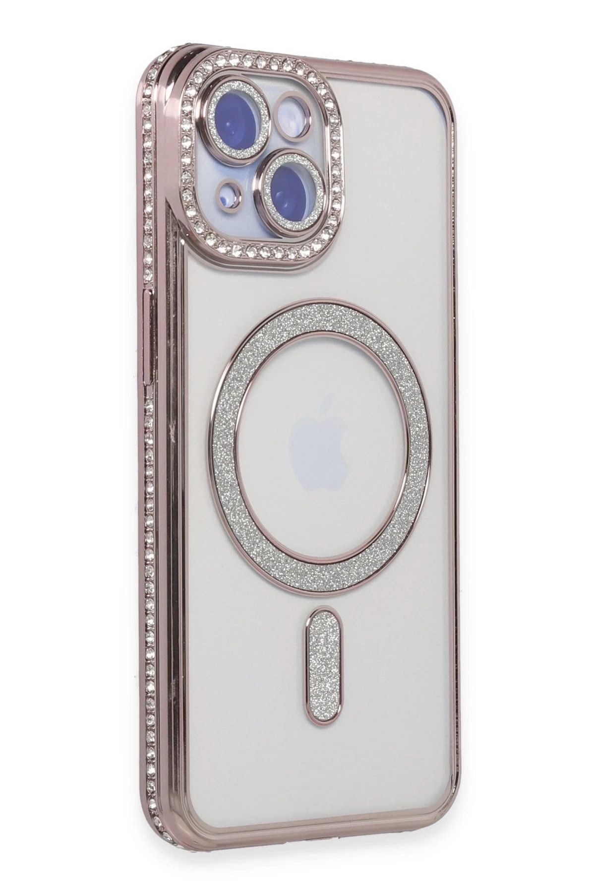 NewFace iPhone 15 Kılıf Joke Simli Magneticsafe Kılıf - Pembe JOJUA