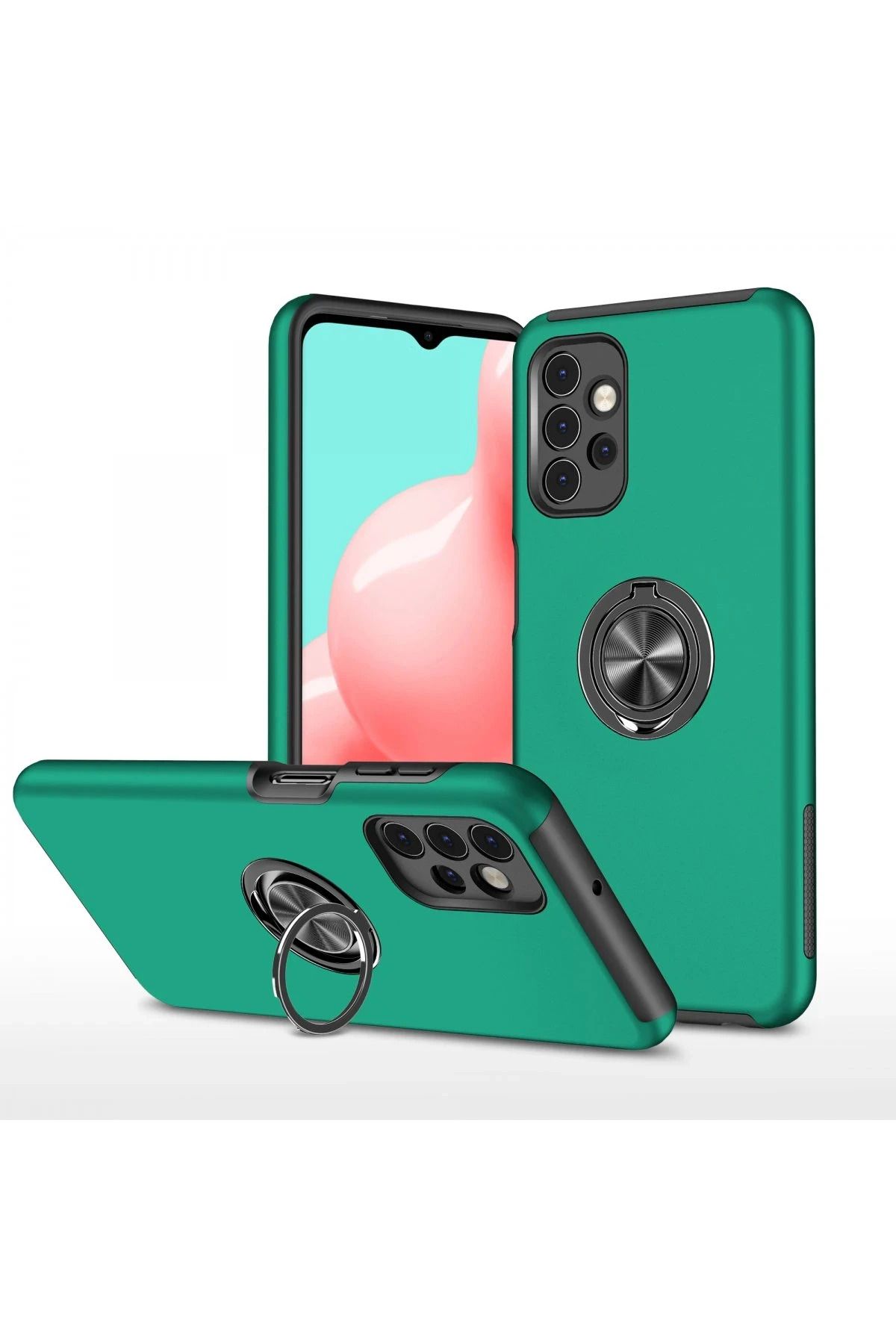 NewFace Samsung Galaxy A72 Kılıf Elit Yüzüklü Kapak - Yeşil BSTMY