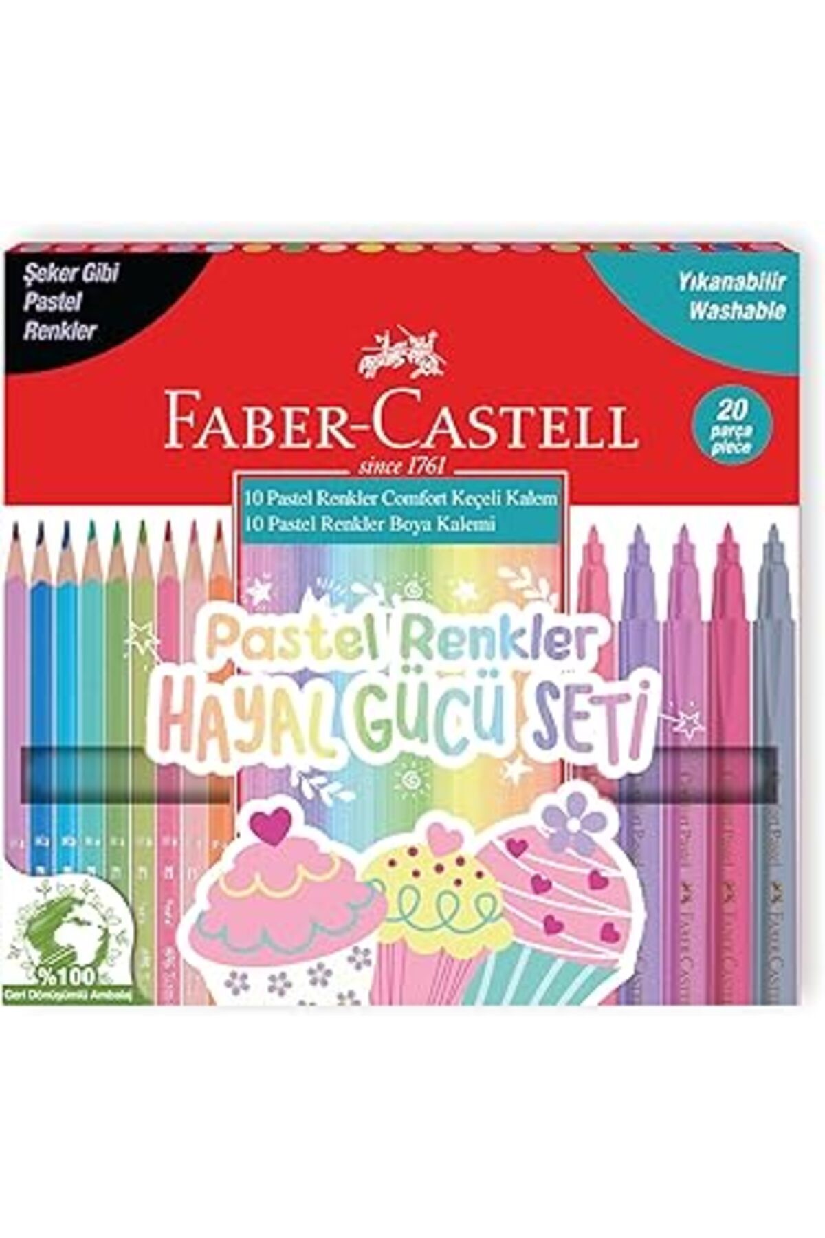 NZM TİCARET Faber-castell Hayal Gücü Seti Pastel Renkler 20'li