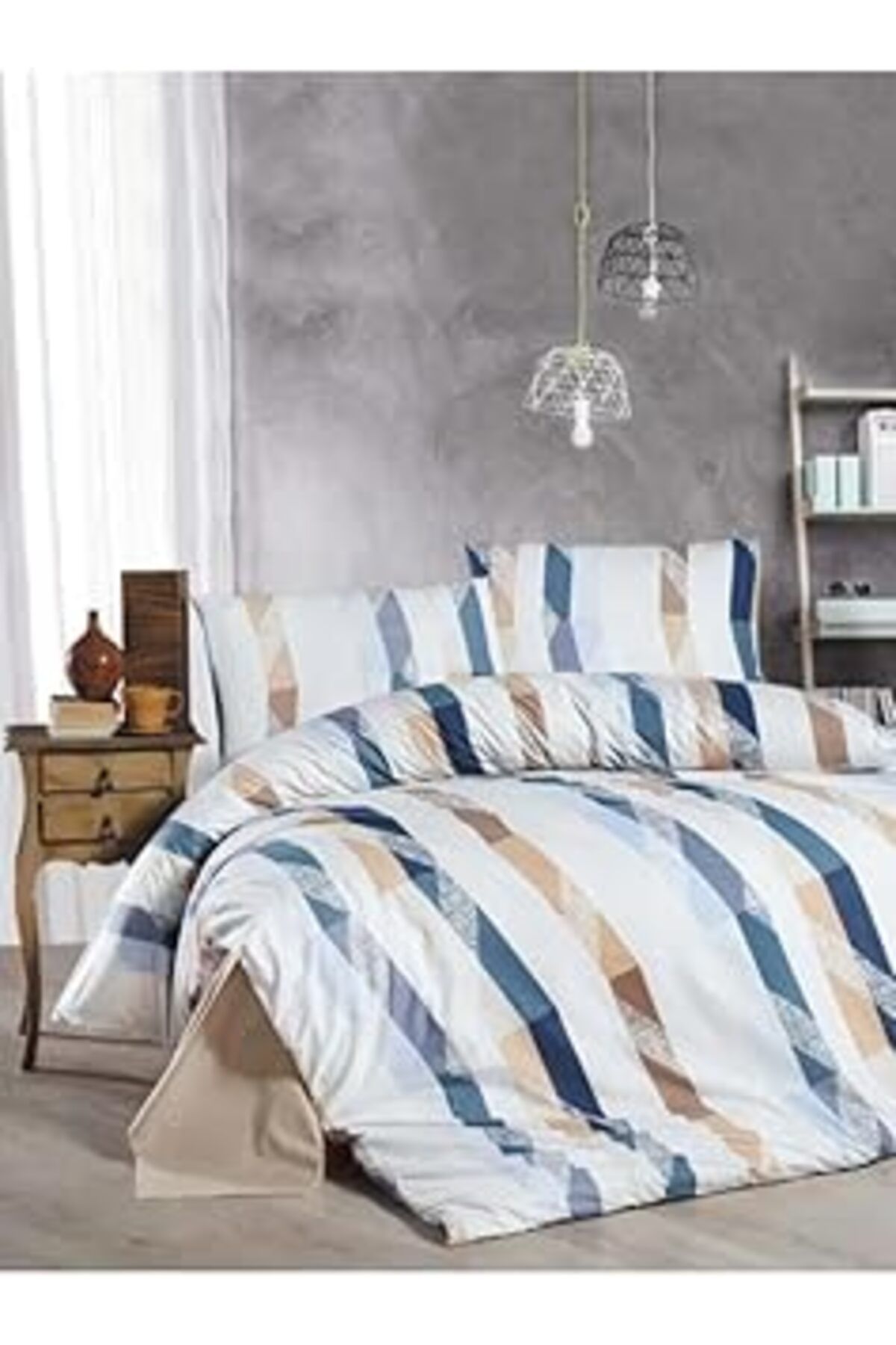 NZM TİCARET Mulberry Çift Kişilik Nevresim Takımı%100 Pamuk 200 * 220-Agustin Nevresim