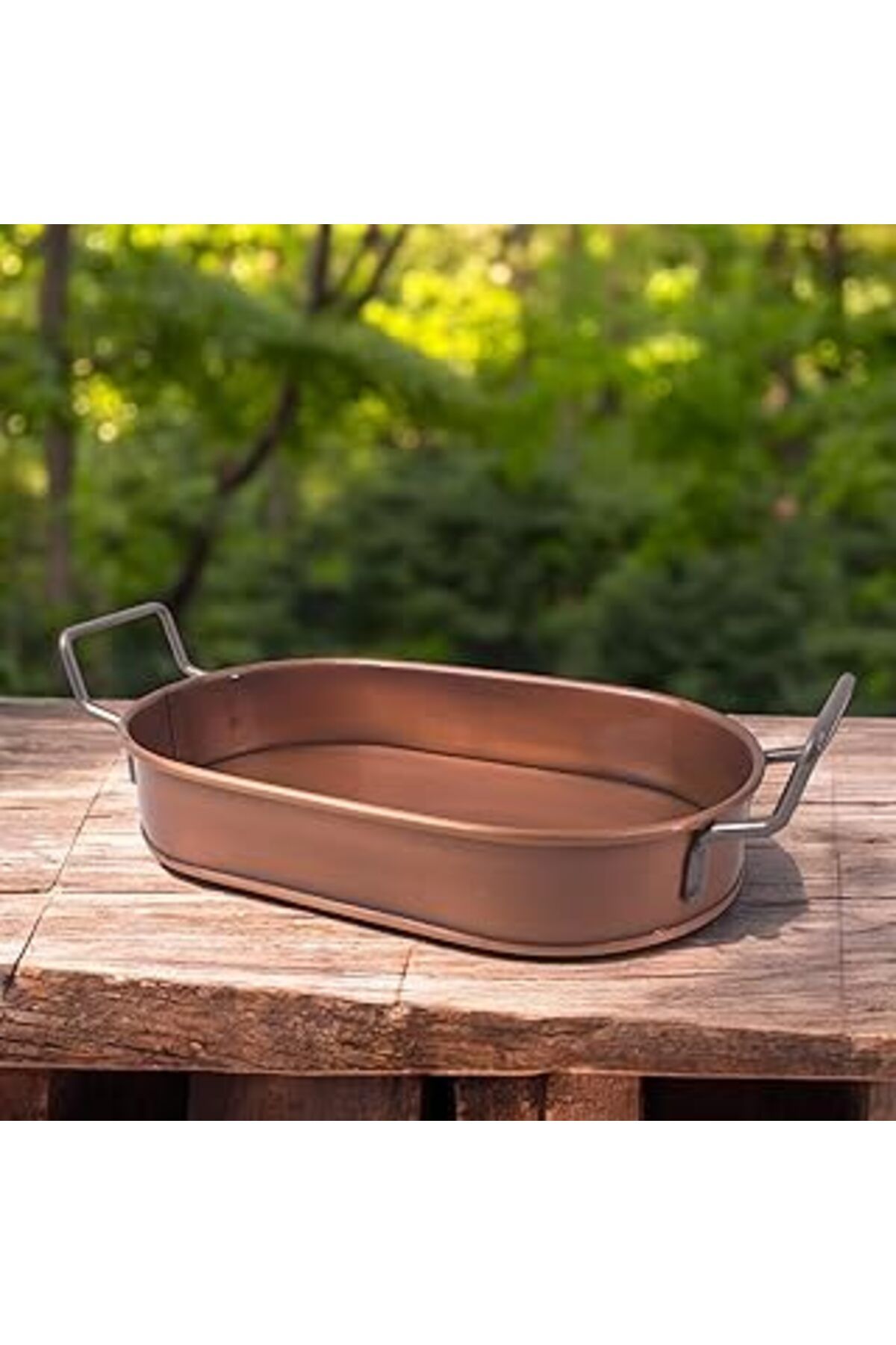 karadağsb Deconox 32Cm Bakır Kaplama Lüks Galvaniz Metal Boyalı Oval Tepsi Zarafet Ve Dayanıklılığı Buluşturu