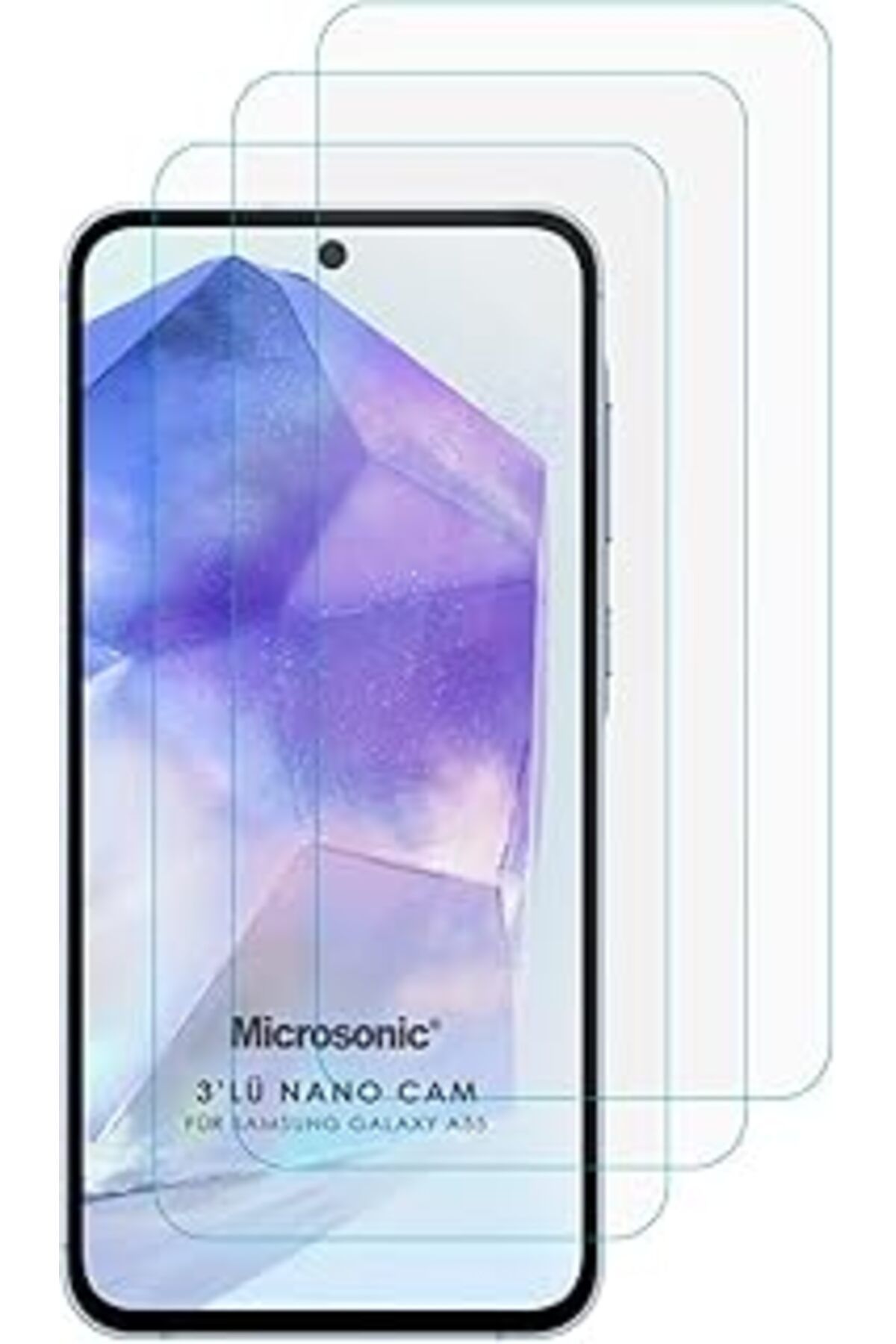 jupiter global bazaar Microsonic Samsung Galaxy A55 Screen Protector Nano Glass Cam Ekran Koruyucu (3`Lü Paket) [Galaxy A