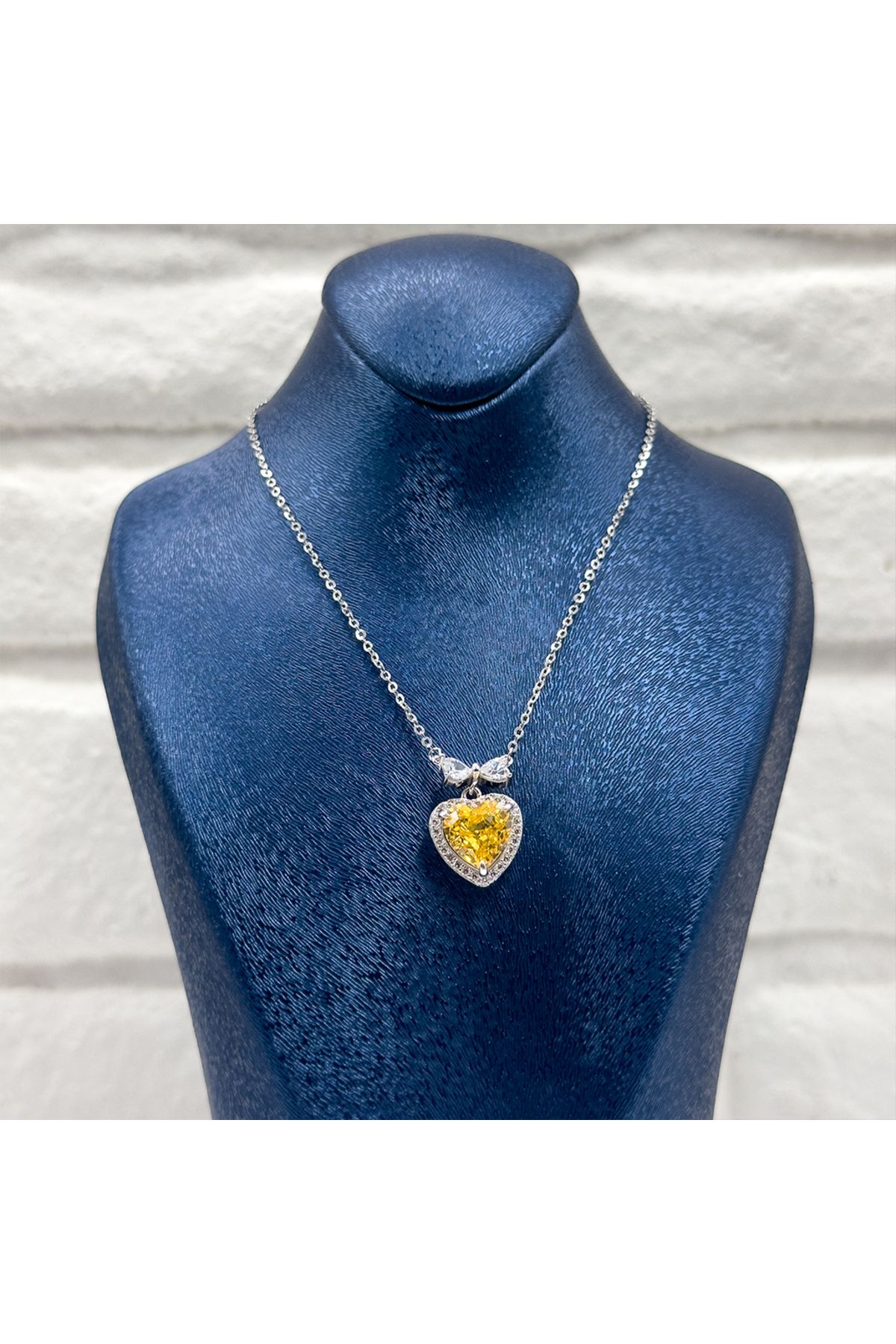 Livora Jewelry Sitrin Taşlı Kalp Gümüş Kolye