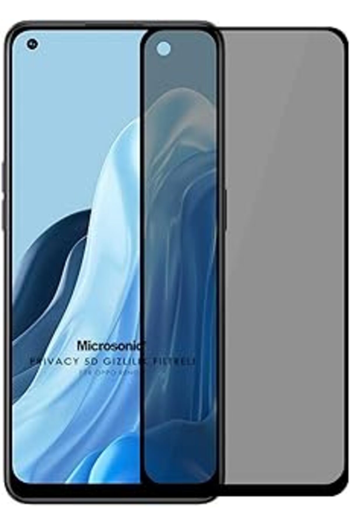 Pazarcan Microsonic Oppo Reno 7 4G Privacy 5D Gizlilik Filtreli Cam Ekran Koruyucu Siyah