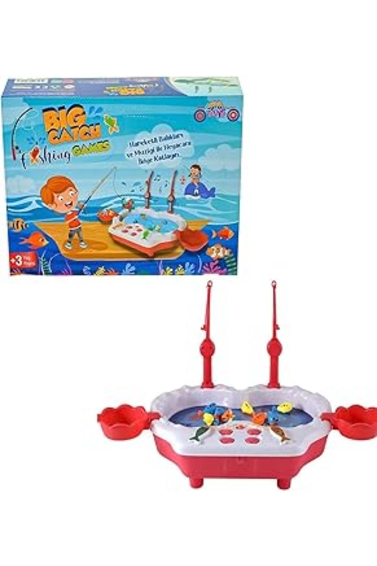 Mu Art Sole Müzikli, Havuzlu Balık Yakalama Oyunu, 8 Balık Ve 2 Oltalı - Big Catch Fishing Game,Somon