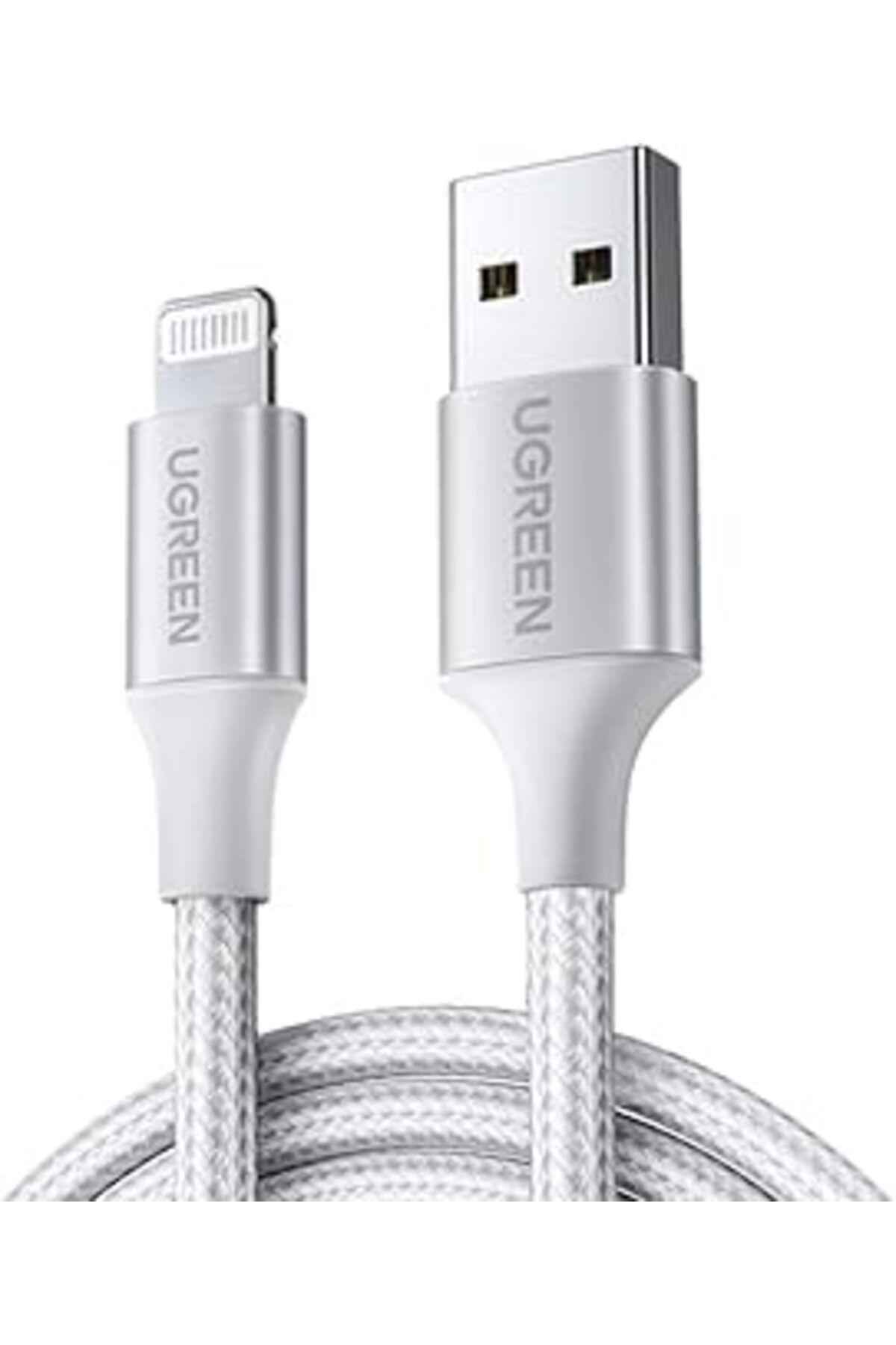 jupiter global bazaar Ugreen, Mfi Lisanslı Usb-A & Lightning Örgülü Data Ve Şarj Kablosu, 1.5 Metre, Beyaz