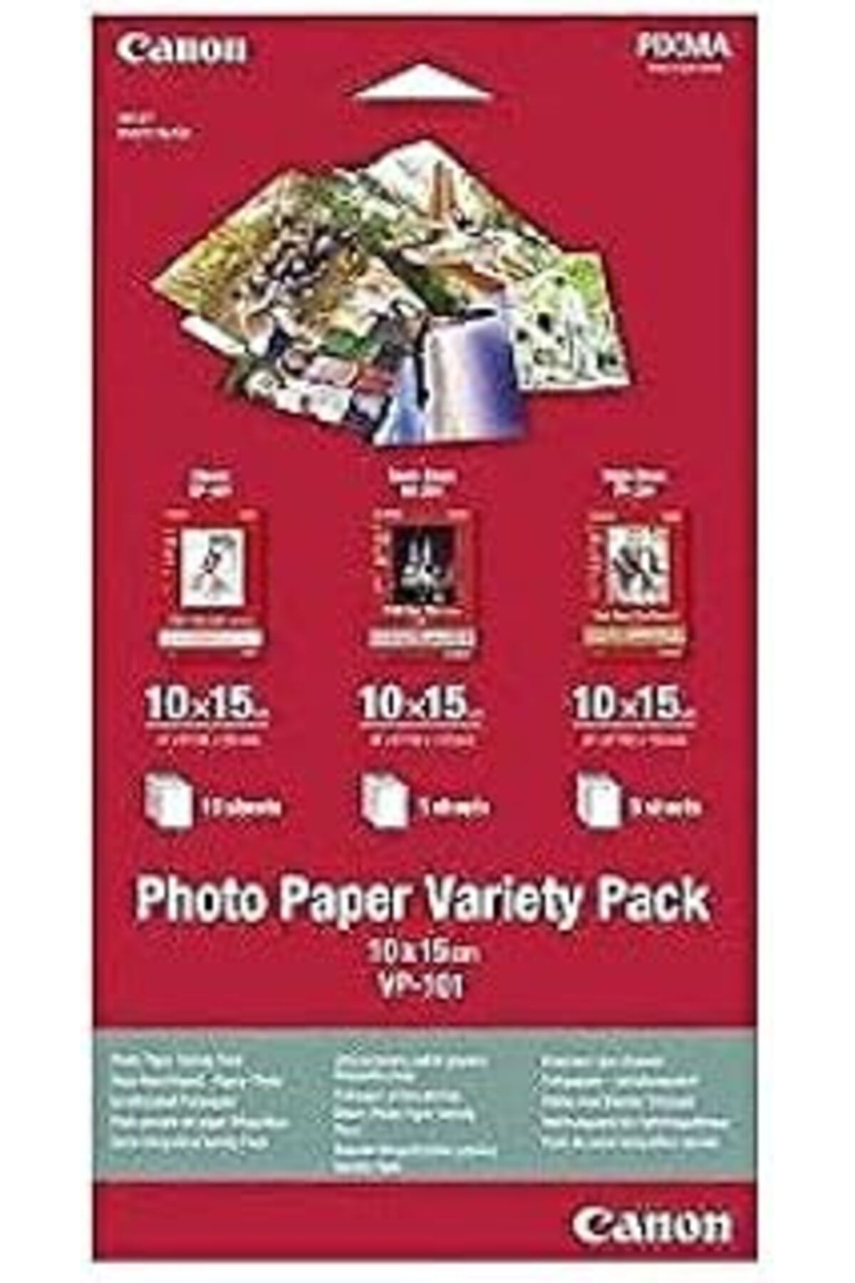 NETWORK ART Canon VP-101 Fotoğraf Kağıdı Çeşitli Paket, 10 x 15 cm, 1 x 10 ve 2 x 5 Yaprak