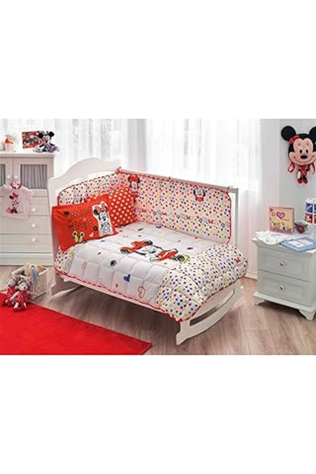 NZM TİCARET Taç Disney Minnie Sketch Lisansli Karakter Baskılı %100 Pamuk Bebek Uyku Seti, Çok Renkli, Bebek