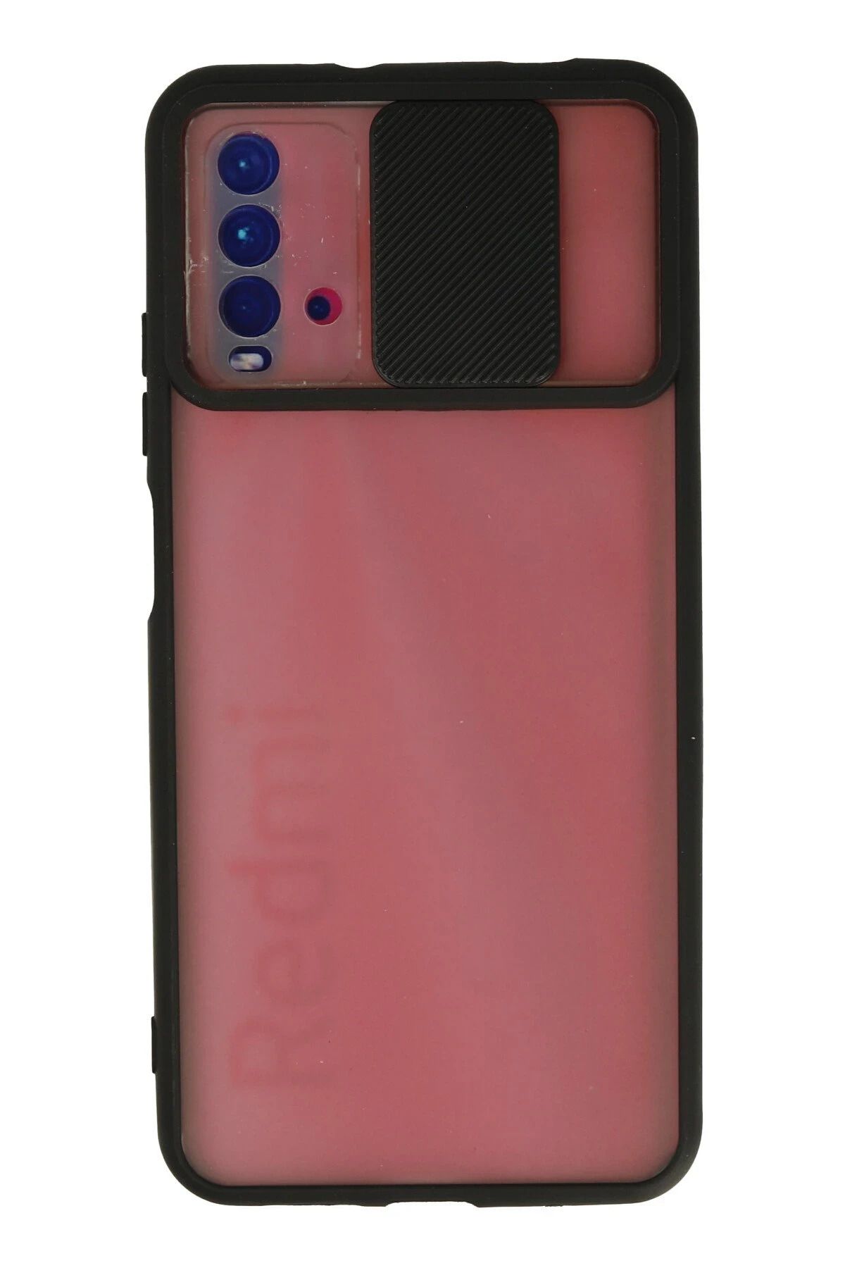 NewFace Xiaomi Redmi 9T Kılıf Palm Buzlu Kamera Sürgülü Silikon - Siyah HNZRN