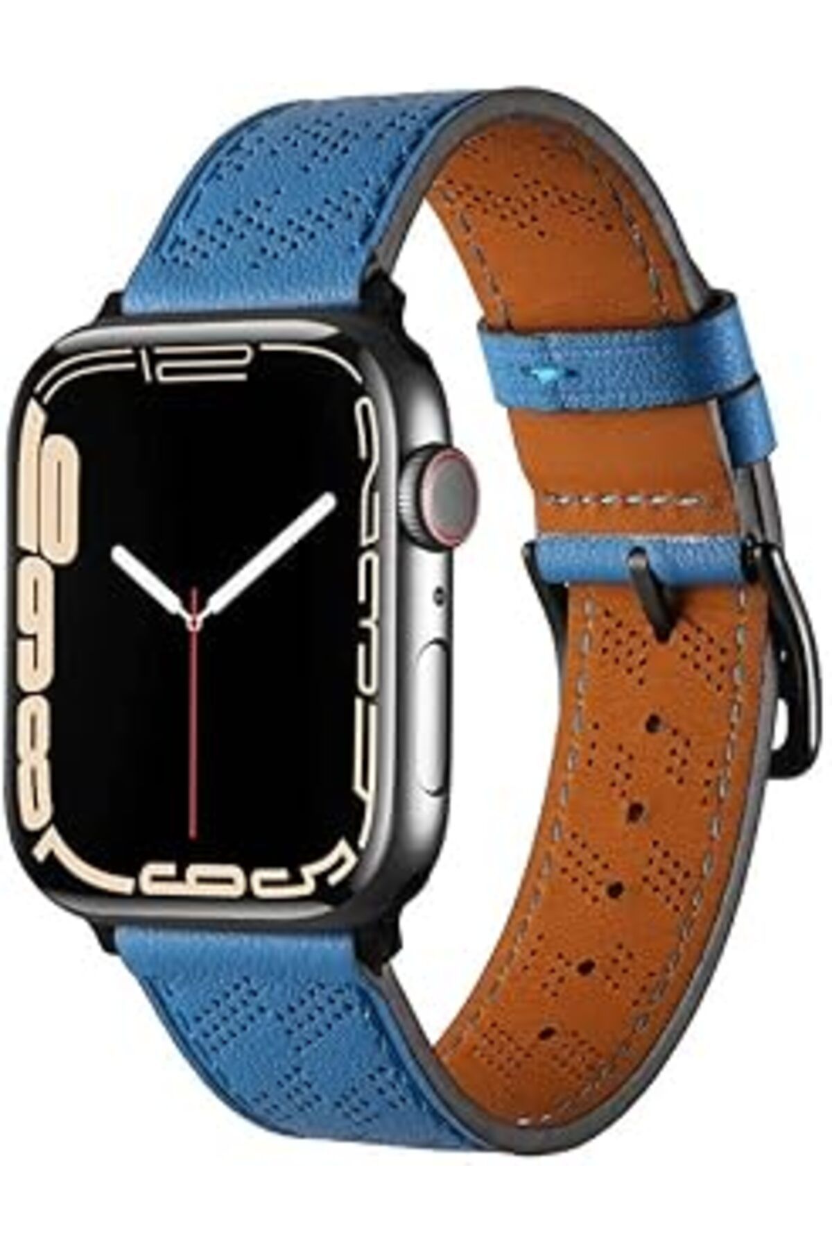 karadağsb Zore Apple İle Uyumlu Watch 42Mm Krd-76 Pu Deri Kordon Strap Kayış Mavi