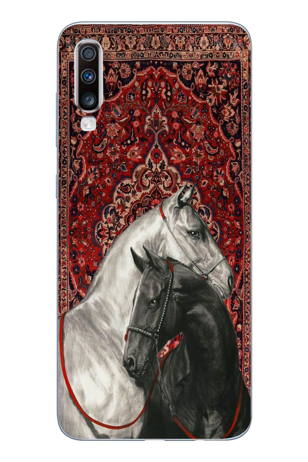 moonset Samsung Galaxy A70 Uyumlu Atlar Tasarımlı Baskılı Şeffaf Telefon Kılıfı