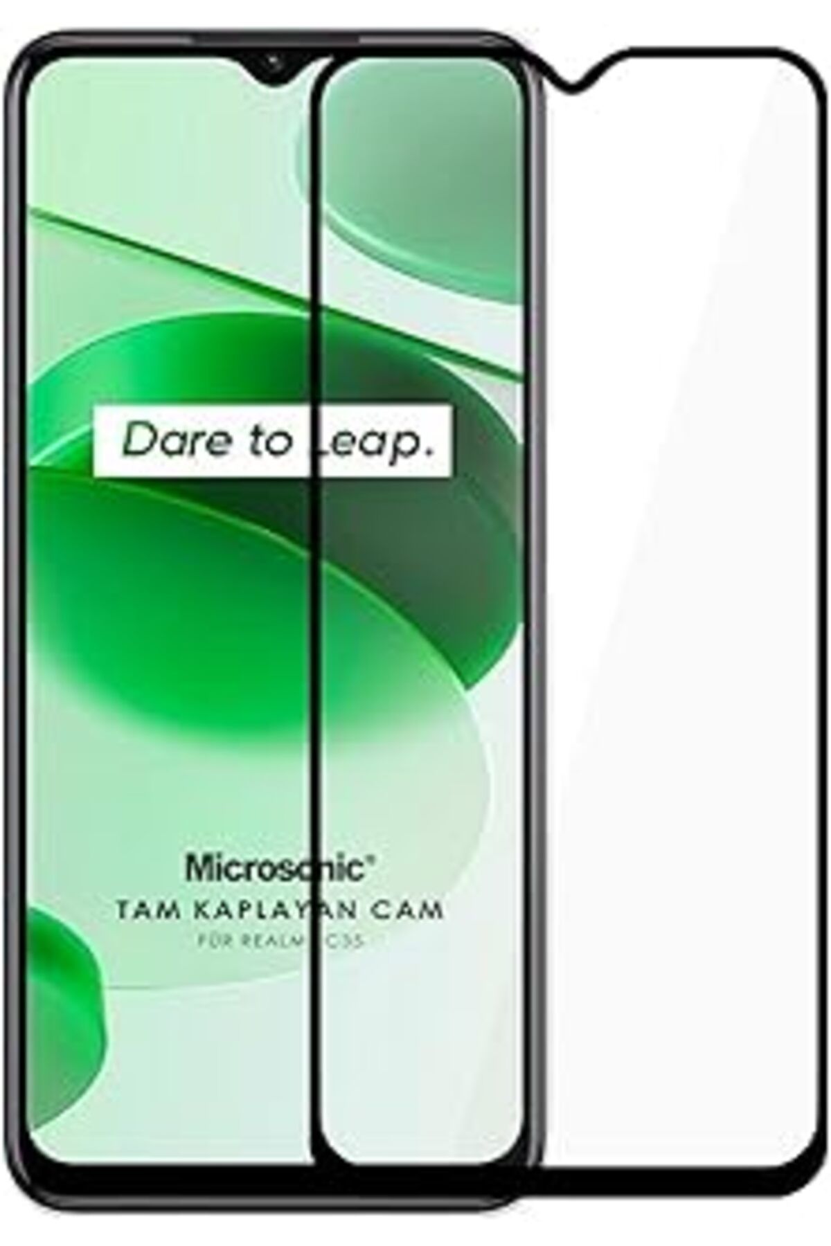 TBSProjects Microsonic Realme C35 Tam Kaplayan Temperli Cam Ekran Koruyucu Siyah
