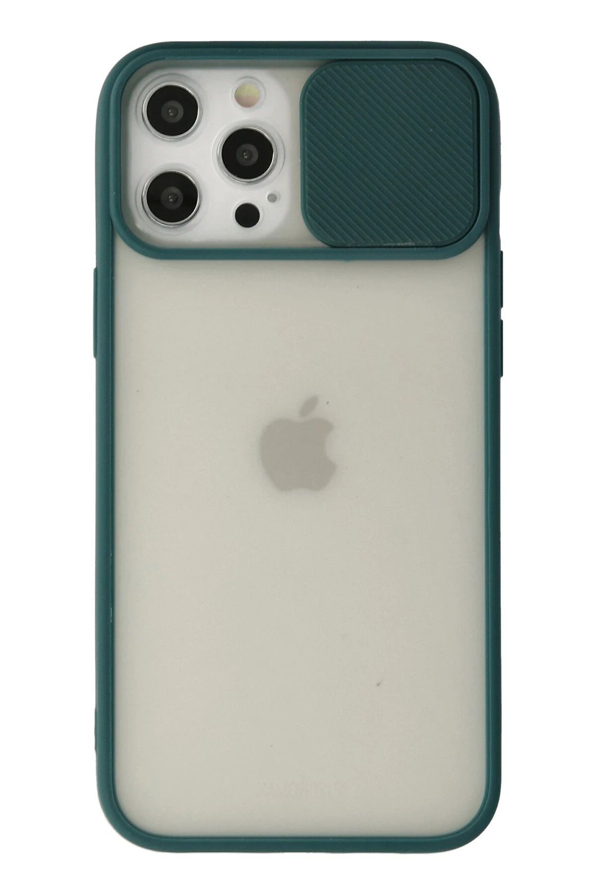 NewFace iPhone 12 Pro Max Kılıf Palm Buzlu Kamera Sürgülü Silikon - Yeşil NRMSA