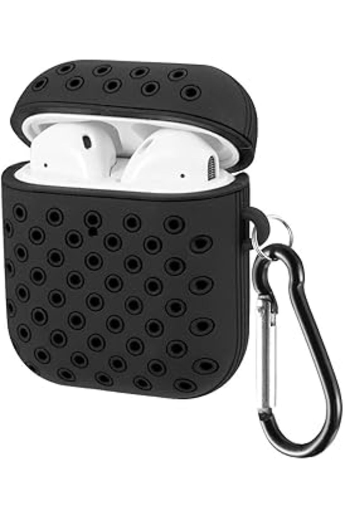 karadağsb Bause Airpods 1/2 Nesil Delikli Spor Premium Silikon Kılıf + Karabina Klipsli, Tam Koruma Ve Stil S