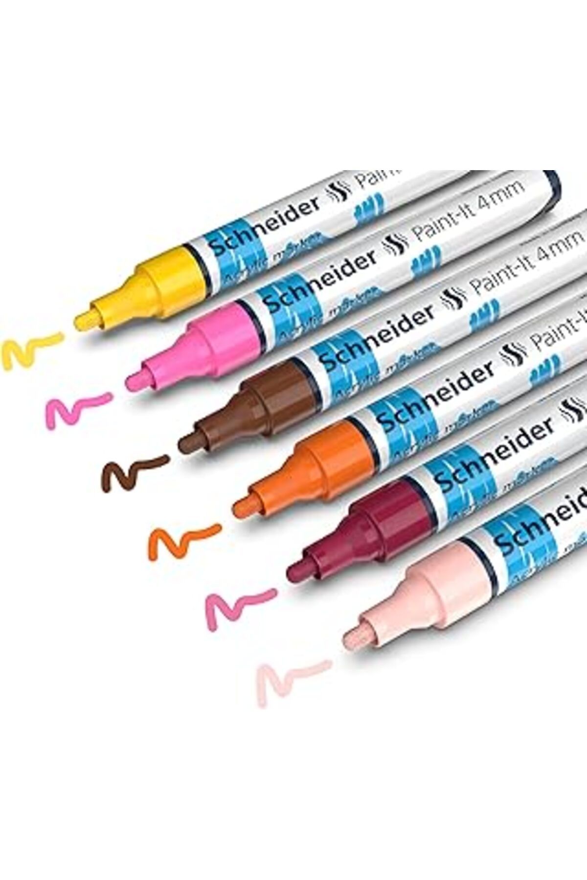 Pazarcan Schneider Paint-It Akrilik Kalemler (4 Mm Yuvarlak Uçlu Set, Yüksek Kapatıcı Akrilik Boyalar, Ahşap
