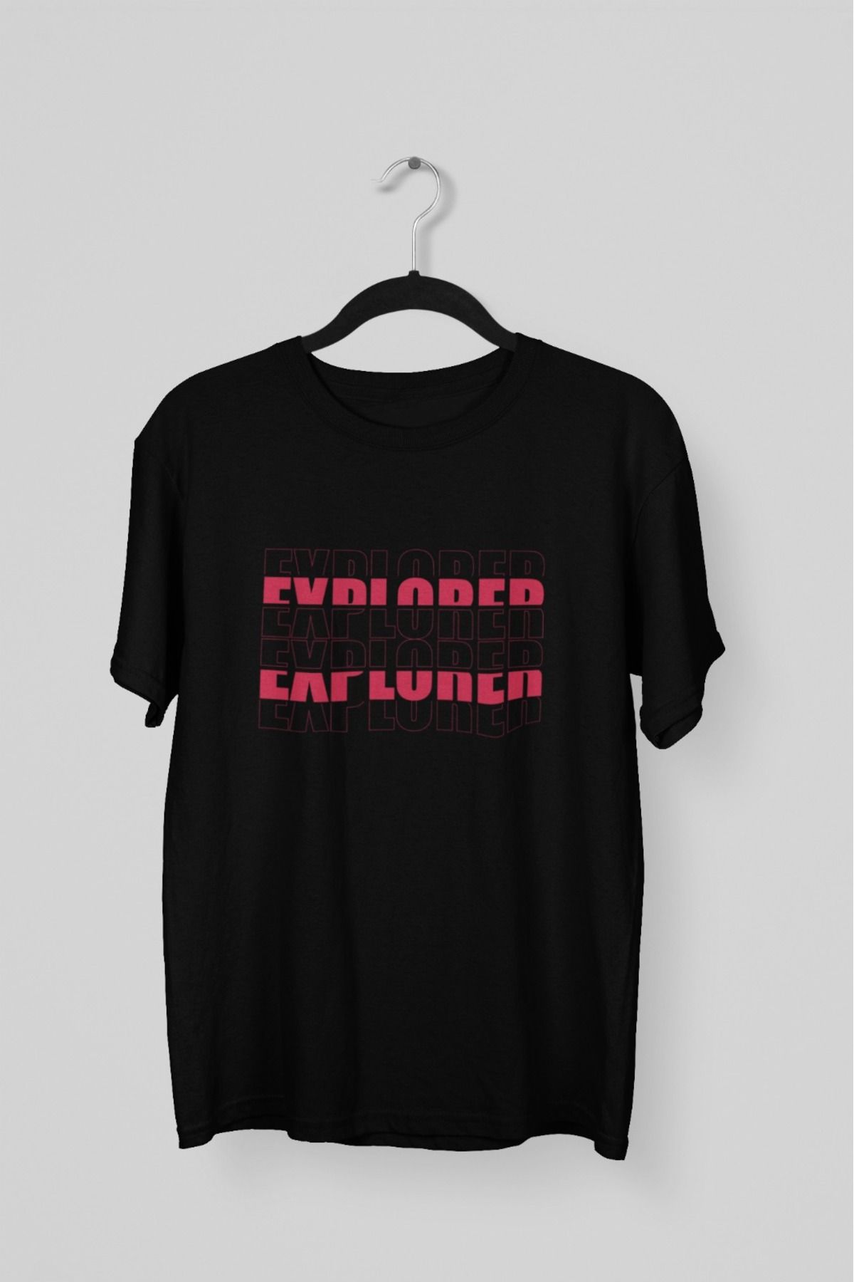 Butik ERKEK/KADIN -EXPLORER- TRANSFER BASKILI YUVARLAK YAKA KISA KOL TİŞÖRT