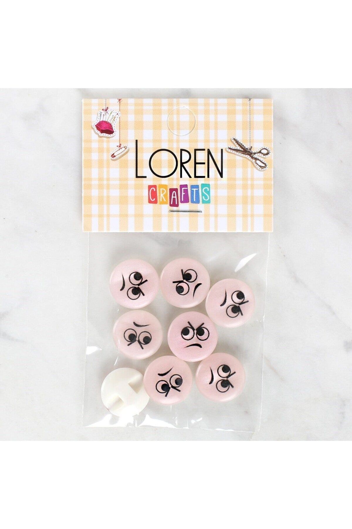 blueb Loren Crafts 8'li Kızgın Yüz Düğme - 1021