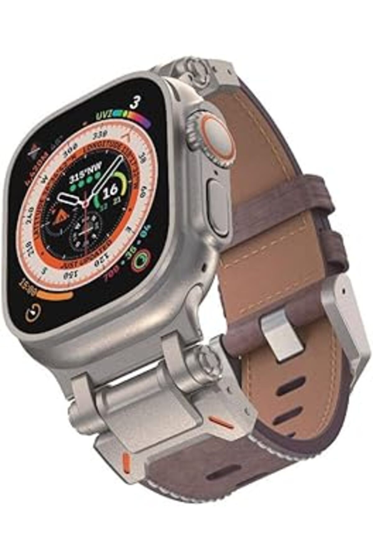 karadağsb Zore Apple İle Uyumlu Watch 42Mm Krd-114 Metal Başlıklı Suni Deri Kordon Koyu Kahve