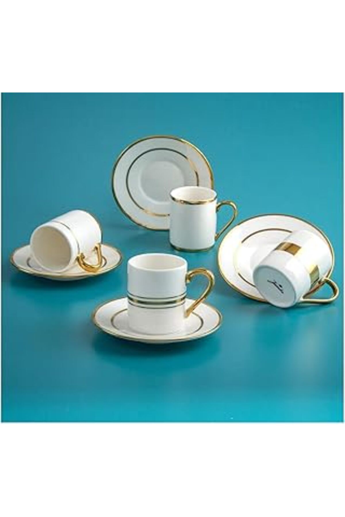 Mu Art Jumbo Luces Gold 4 Kişilik Kahve Fincan Takımı