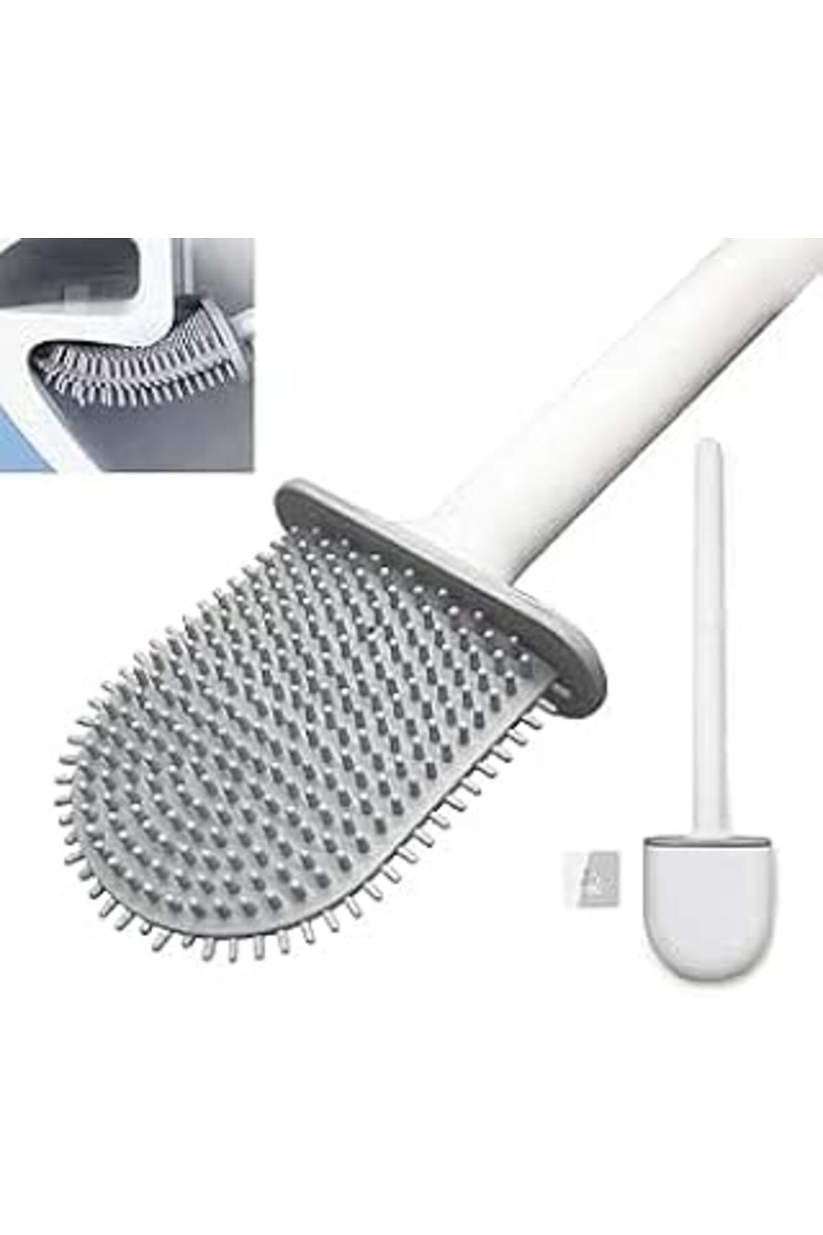 NZM TİCARET Mta High-tech Silikon Tuvalet Fırçası, Kavisli Tasarım, Çizik Bırakmayan Başlık, Silikon Tuvalet F