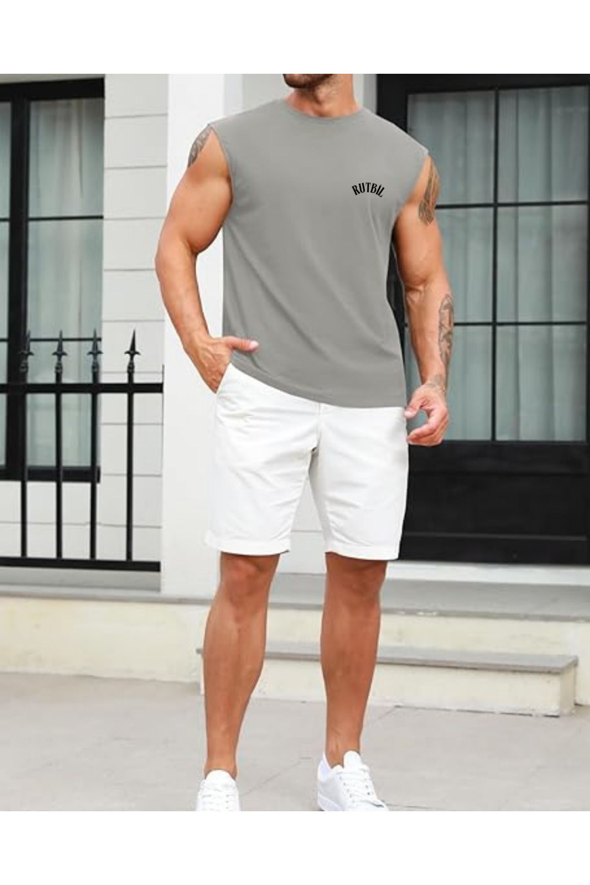 RUTBİL SPORTS SIFIR KOL BİSİKLET YAKA TANK TOP ATLET-FİTNESS ATLET- SPOR T-ŞORT-SPOR ATLET-GYM ATLET BOL KESİM