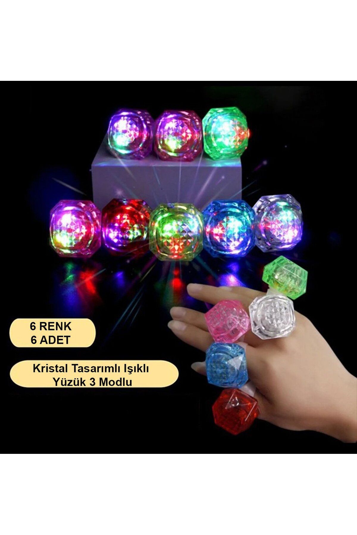 Magne Kristal LED Parti Yüzük Seti (6'lı)