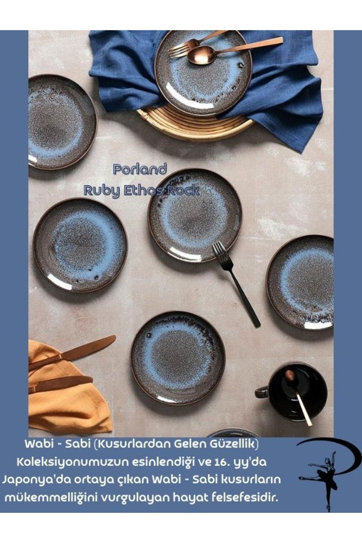 Ruby Wabi-Sabi 6'lı Porselen Pasta Tabak Seti 17 cm