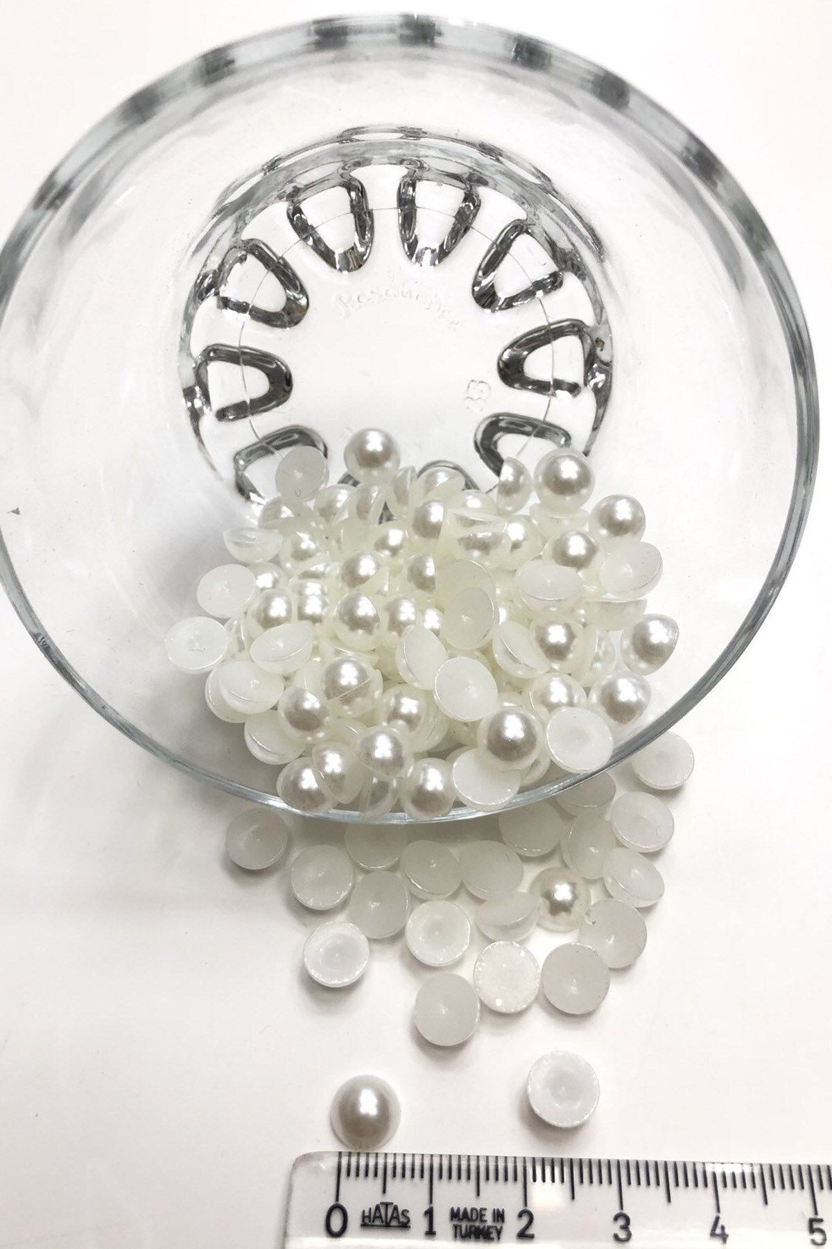 Hobimos 8 mm Kırık Beyaz Yarım İnci Boncuk Plastik 50 Gram