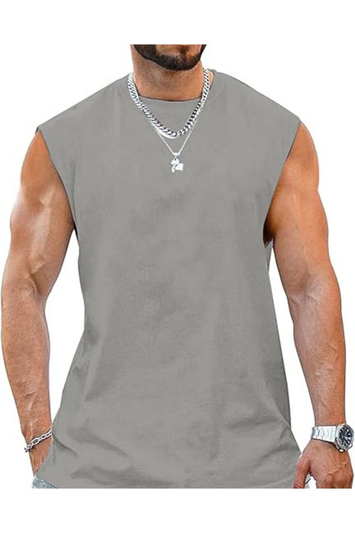 RUTBİL SPORTS SIFIR KOL BİSİKLET YAKA TANK TOP ATLET-FİTNESS ATLET- SPOR T-ŞORT-SPOR ATLET-GYM ATLET BOL KESİM