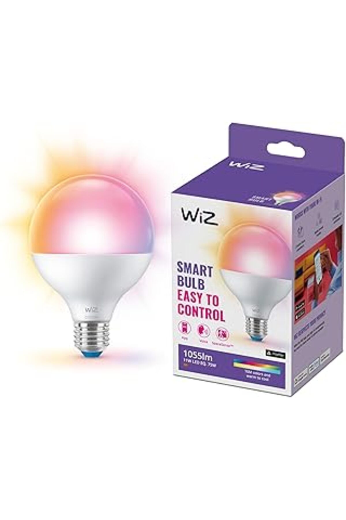 Mu Art Wiz Signify Beyaz Ve Renkli 11W E27 Küre Şeklinde Ayarlanabilir Buzlu Tekli Paket
