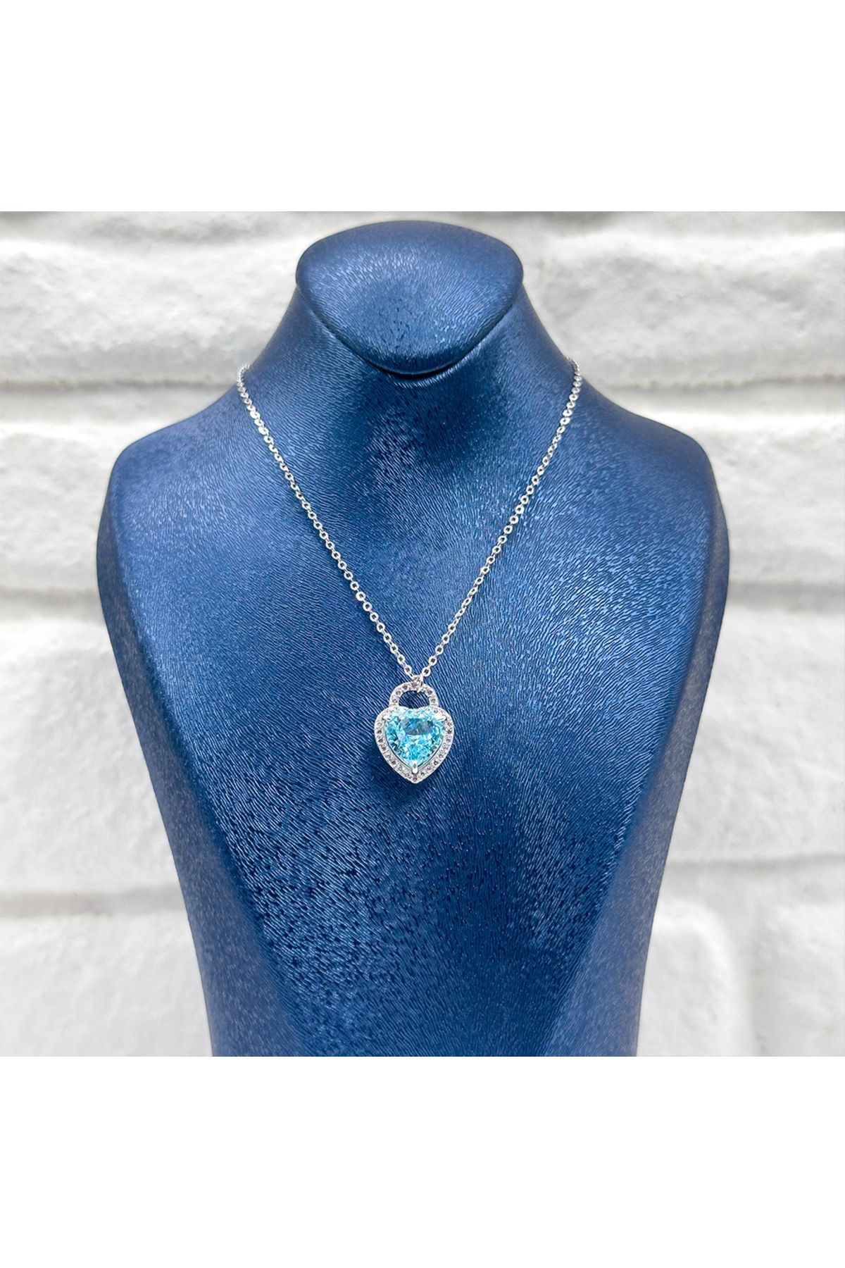 Livora Jewelry Aquamarin Kalp Gümüş Kolye