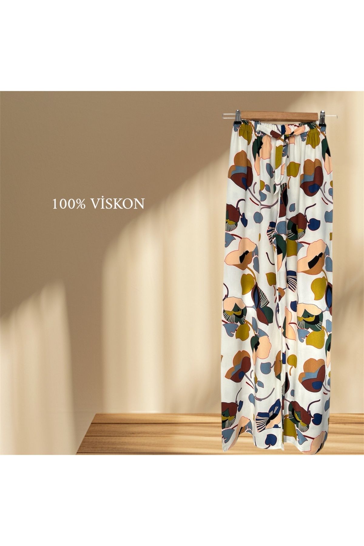 Nkb Kids Viskon Pantolon| Palazzo Pantolon|Desenli Dökümlü Palazzo Pantolon