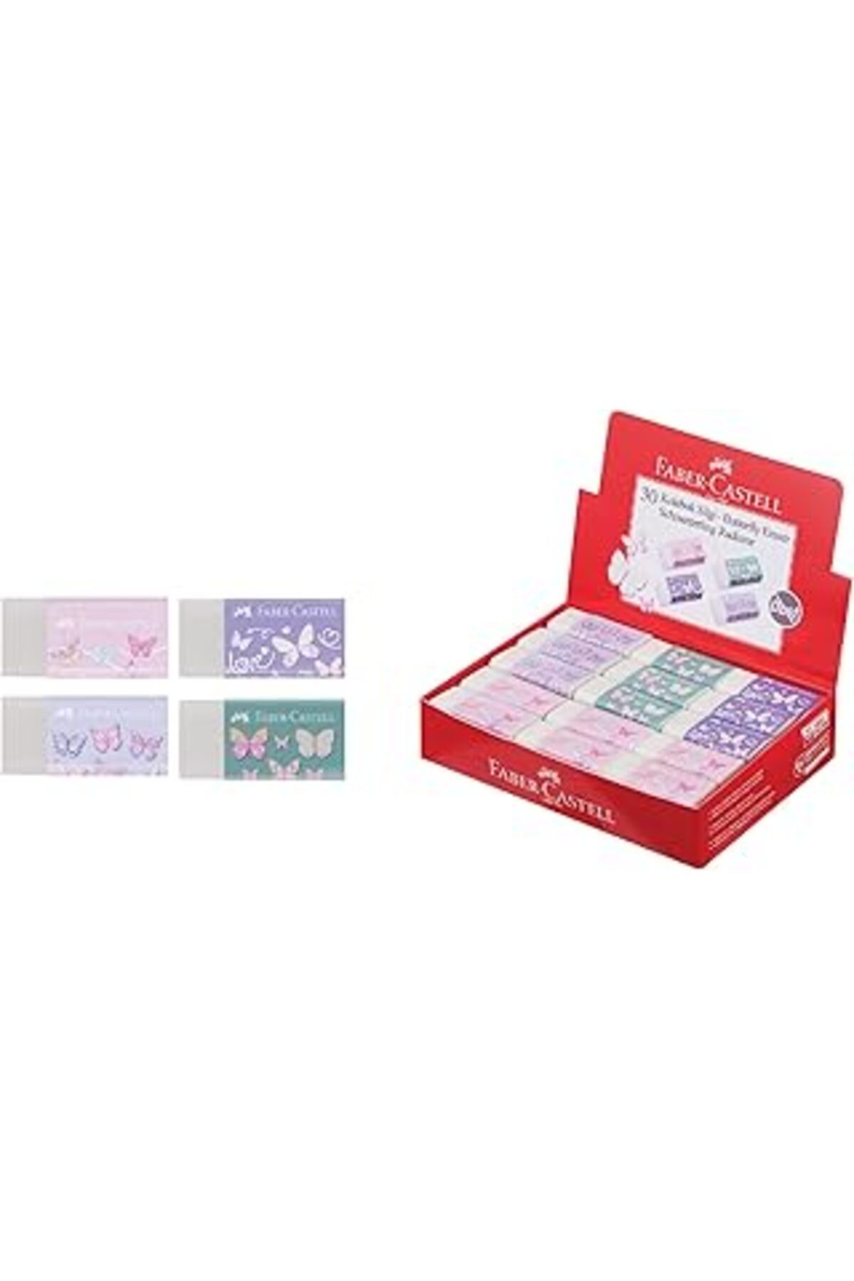 Mu Art Ahşap Faber-castell Kelebek Silgi, Dust-free, 30x Asorti