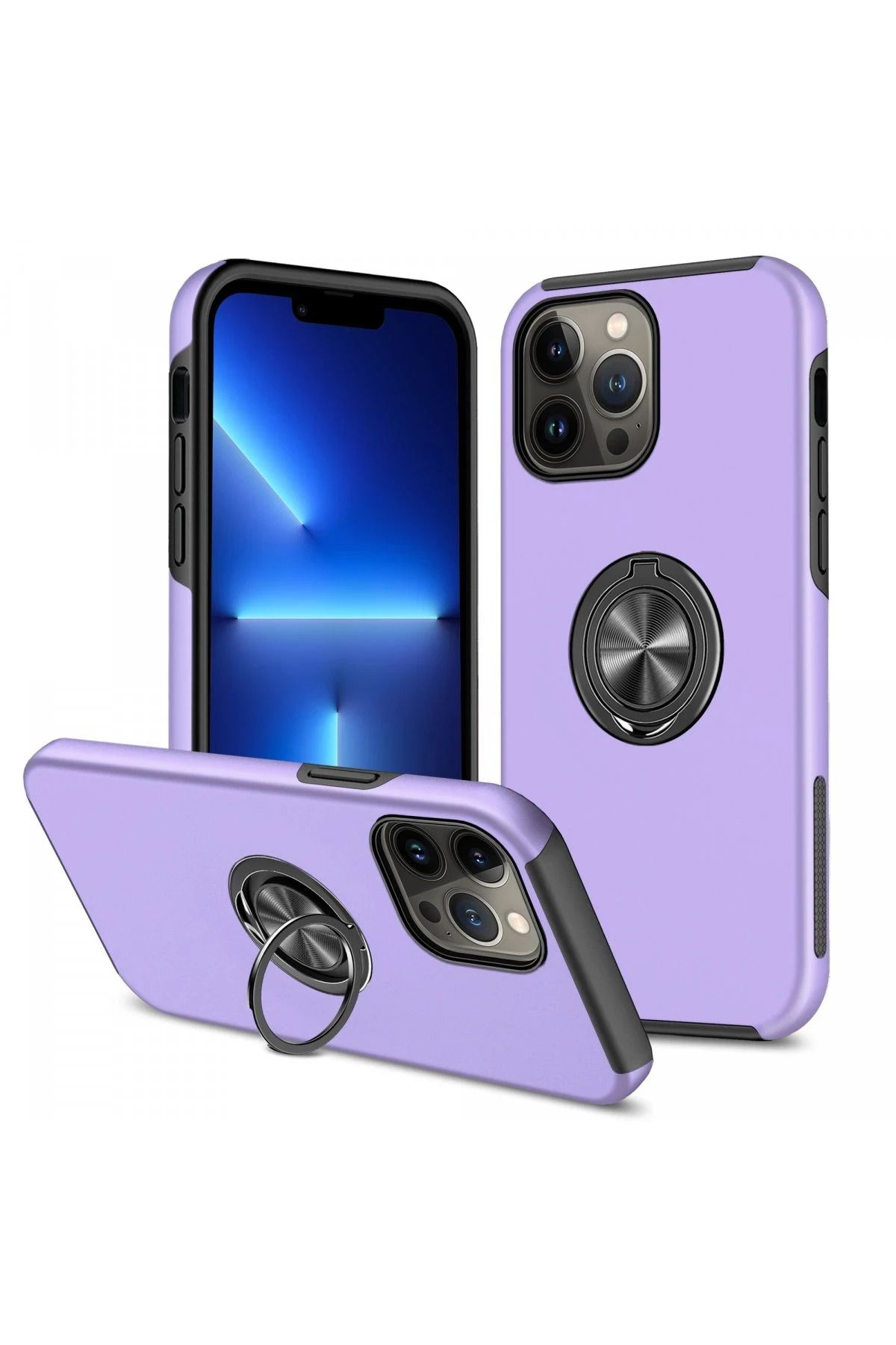 NewFace iPhone 13 Pro Max Kılıf Elit Yüzüklü Kapak - Mor JOJUA