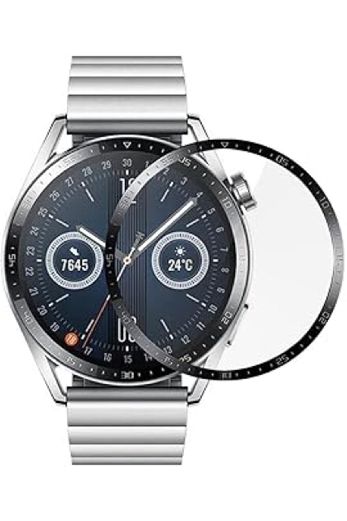 Pazarcan Microsonic Huawei Watch Gt3 46Mm Tam Kaplayan Temperli Cam Full Ekran Koruyucu Siyah
