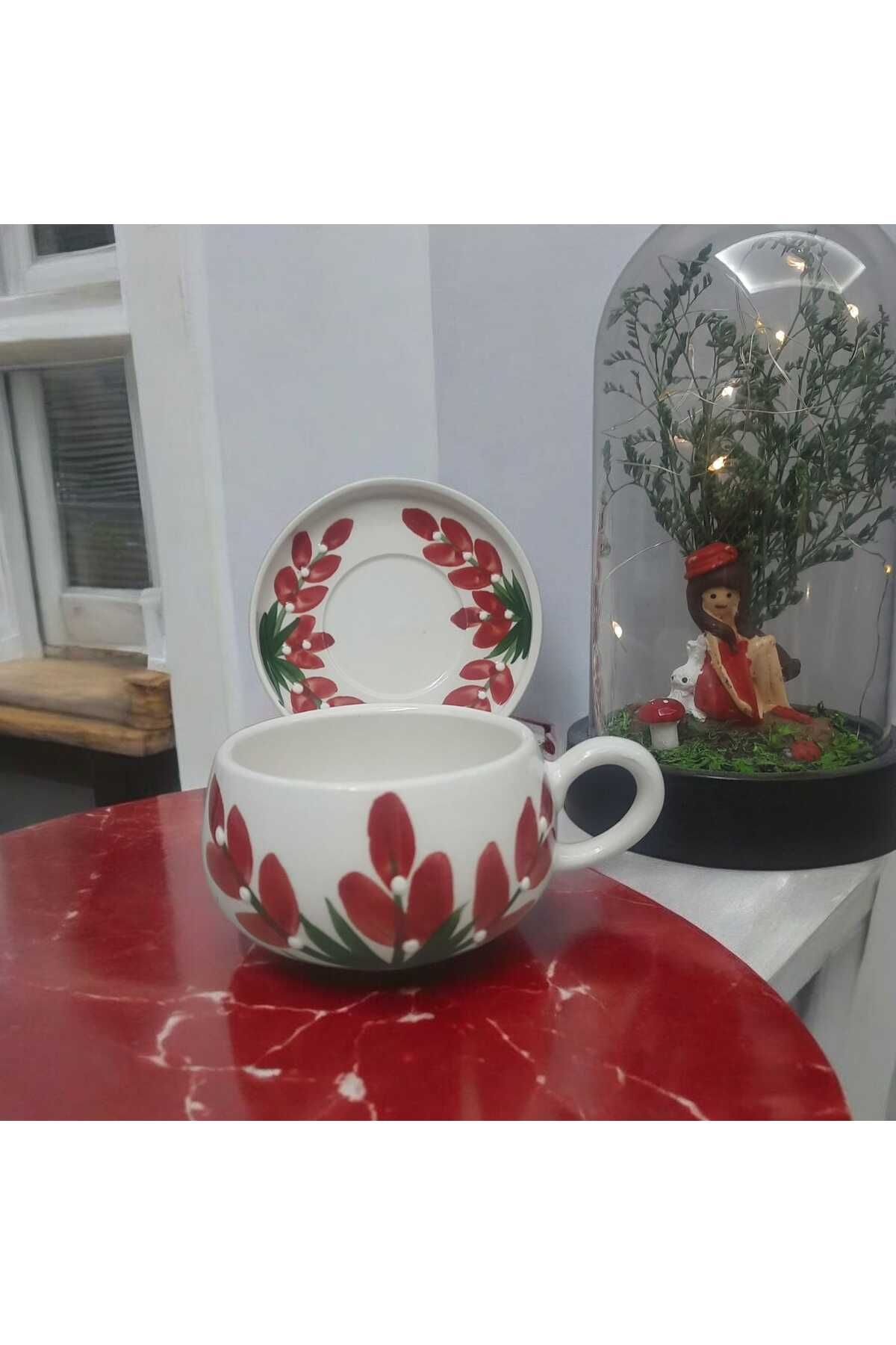 Home Yuvarlak Çiçekli Tabaklı Fincan